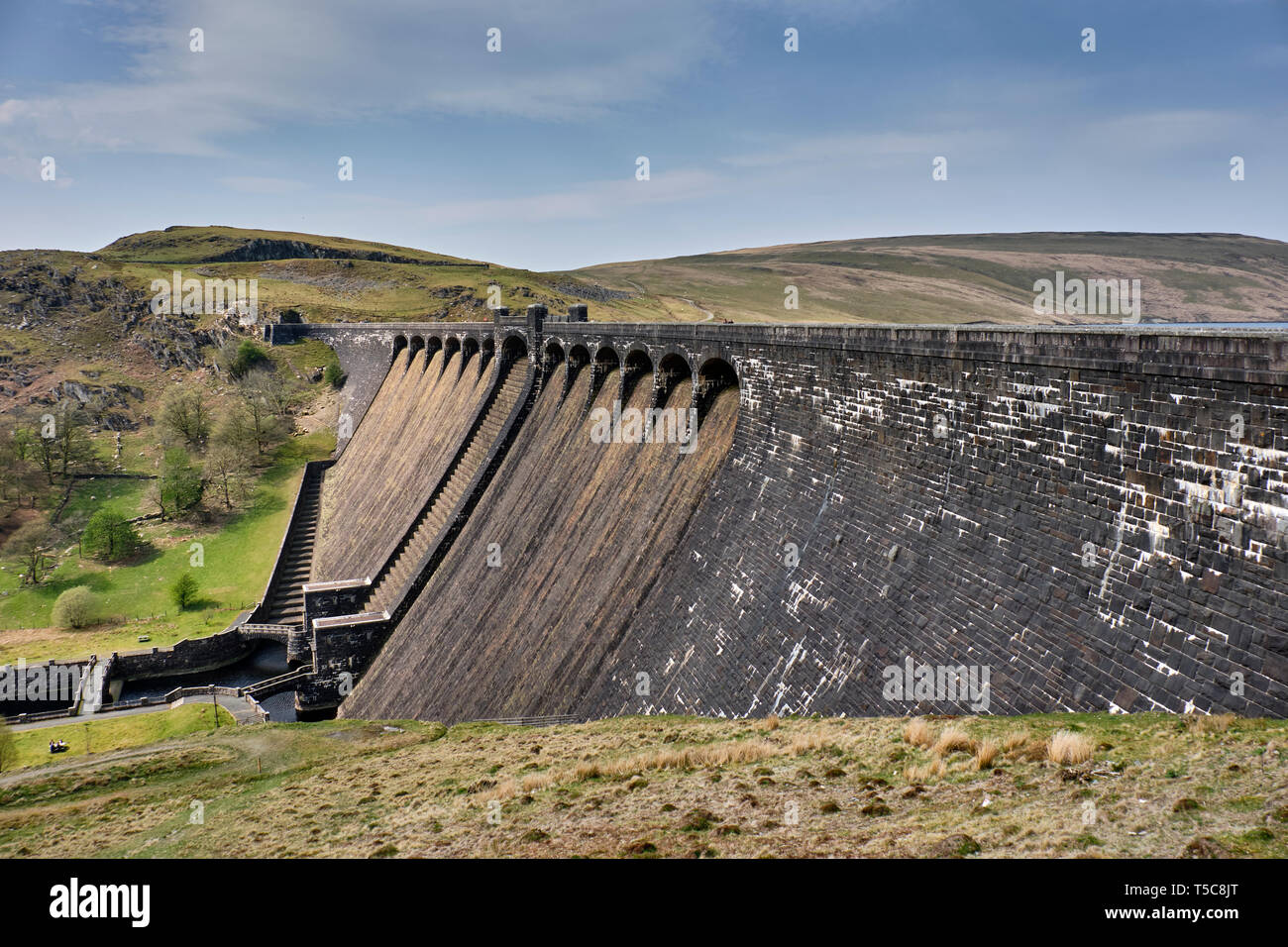 Claerwen Dam at Elan Valley, Powys, Wales Stock Photo