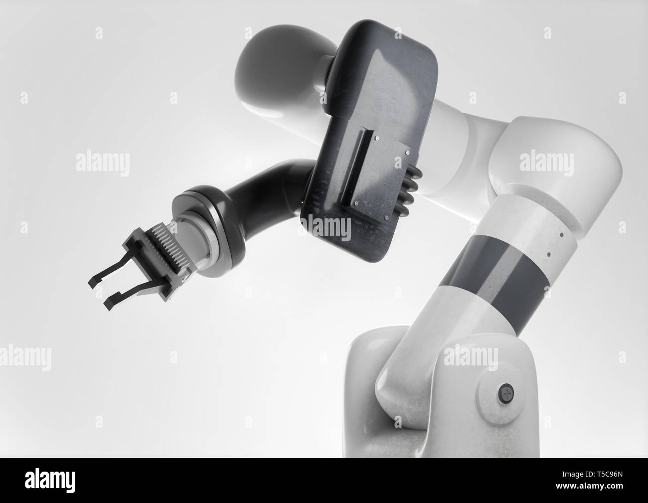 A modern looking programmable robotic arm for use in automatic  manufacturing production. Generic robot 3D illustration Stock Photo - Alamy