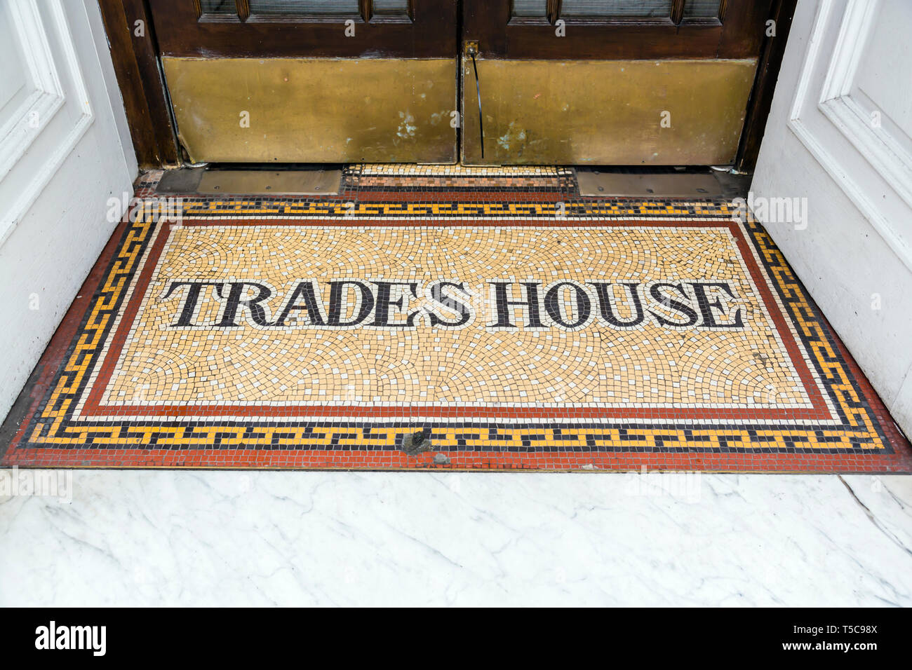 Mosaic at the entrance to the Trades House in Glasgow city centre