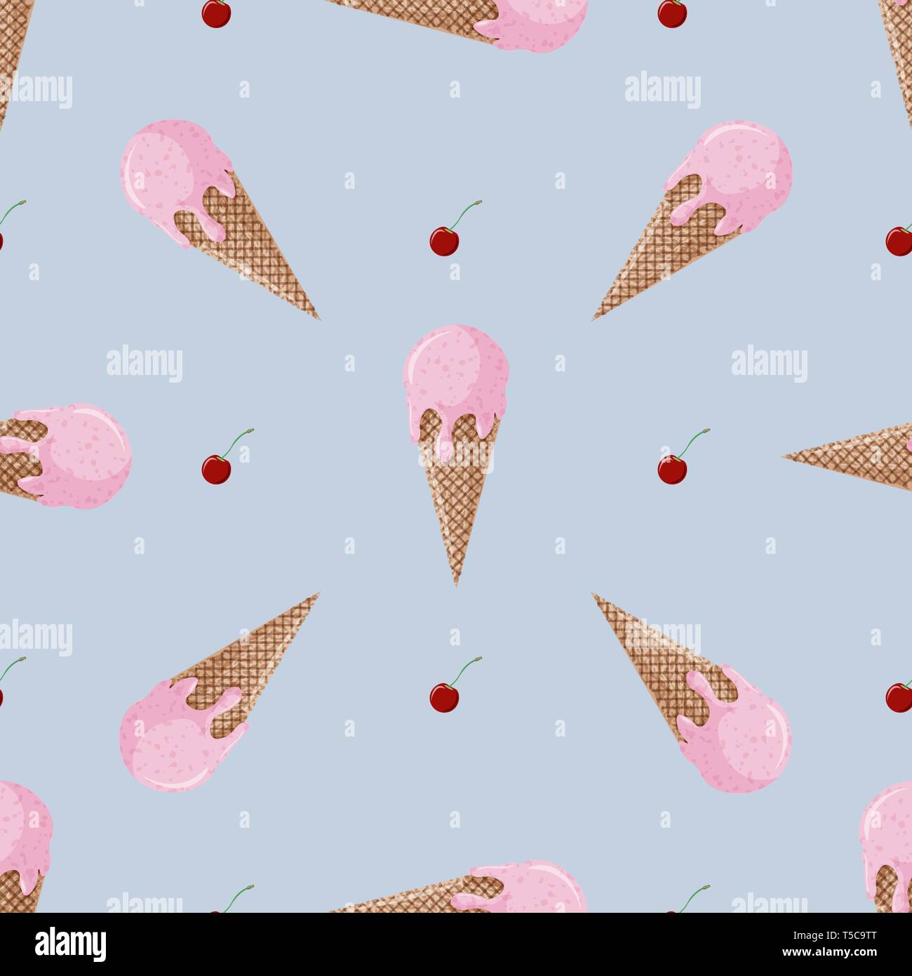 Vector illustration of Cute ice cream Seamless pattern . Vector ...