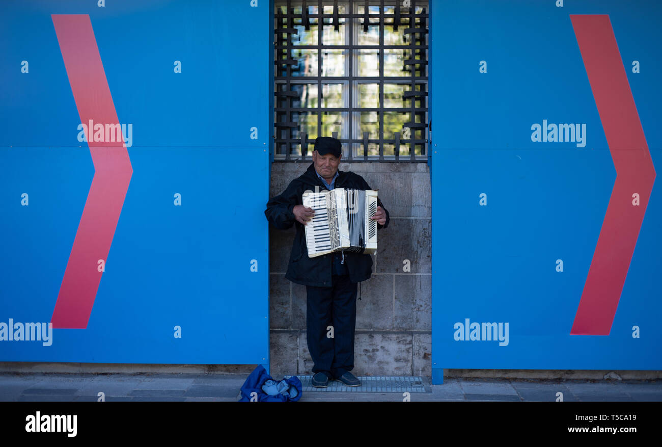 Street accordionist Stock Photo