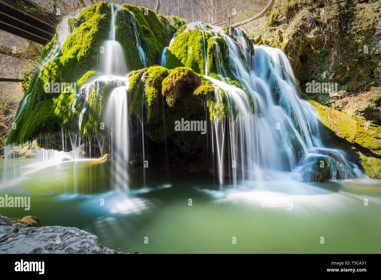 Bigar Waterfall in spring Stock Photo