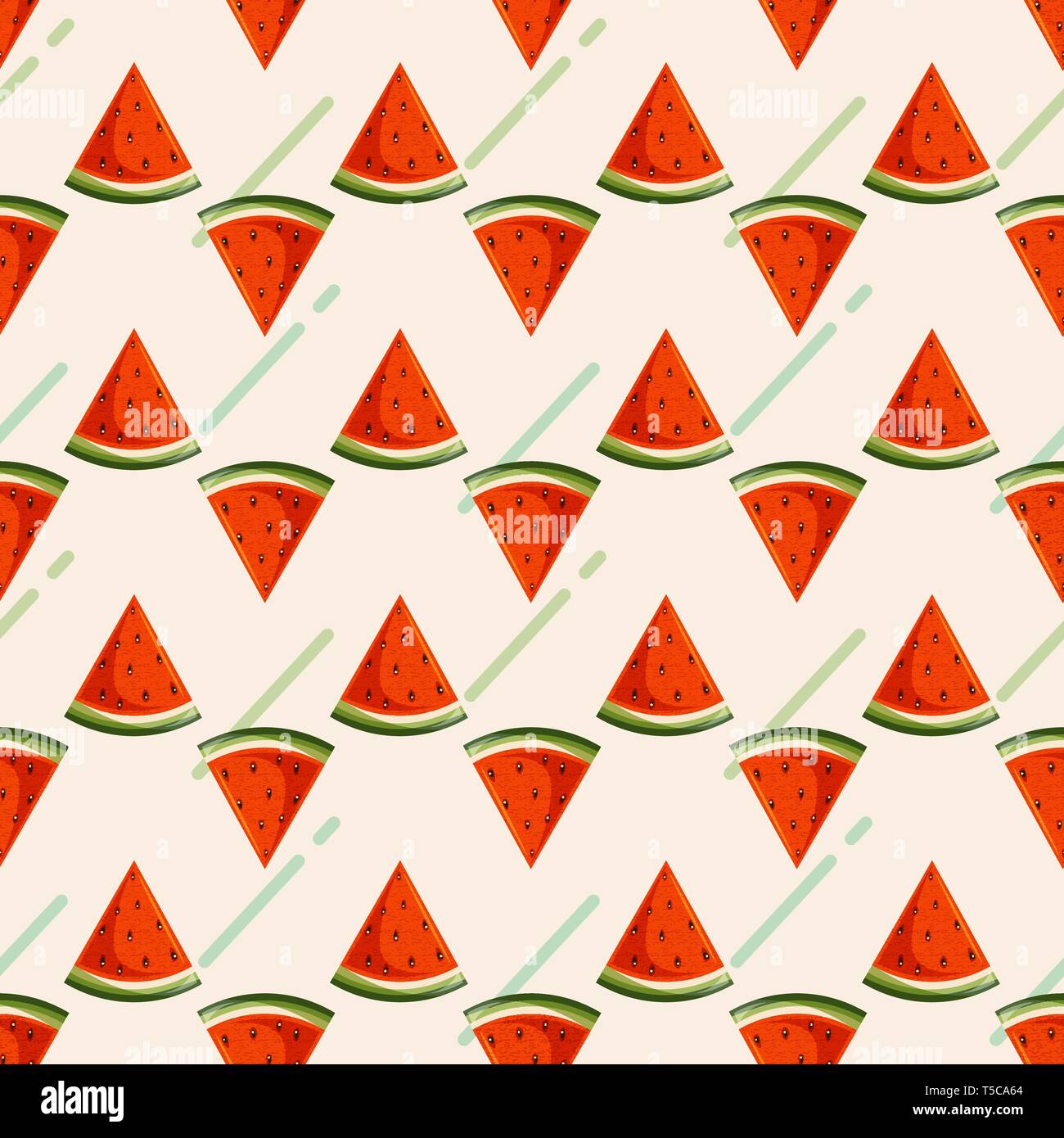 Seamless background with watermelon slices. Vector illustration. 10 eps ...