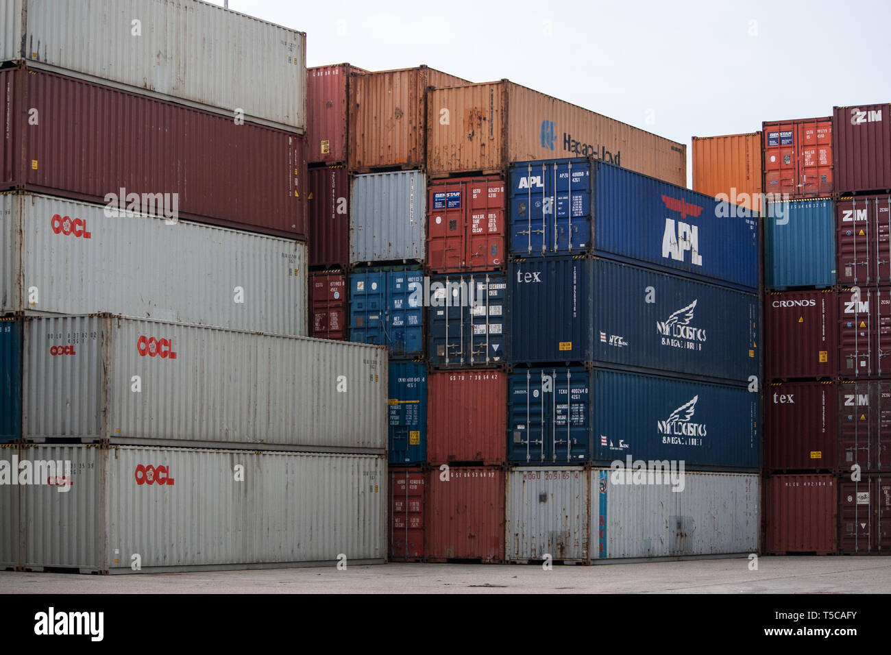 Shipping Containers at Southampton Docks Stock Photo Alamy