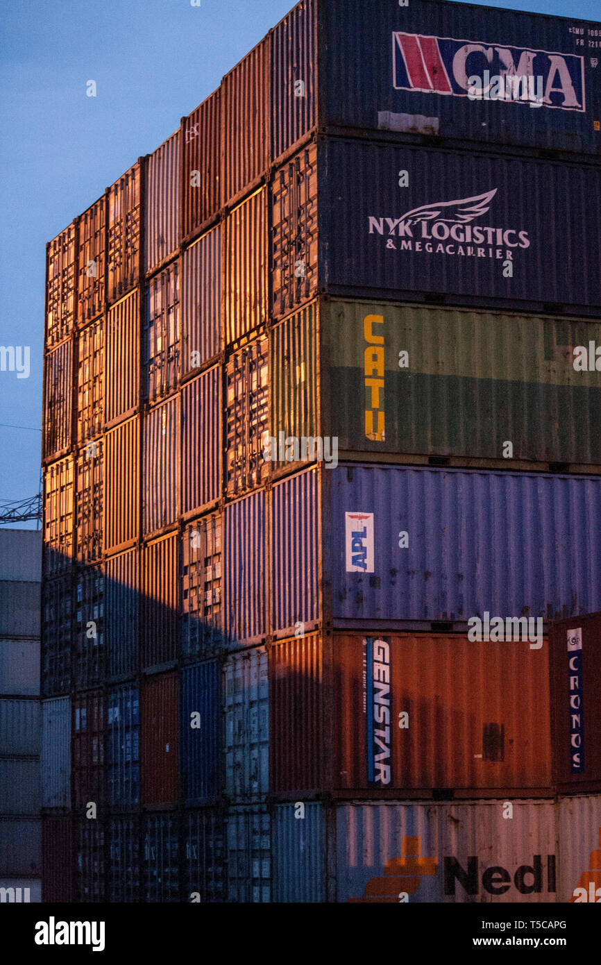 Shipping Containers at Southampton Docks Stock Photo Alamy