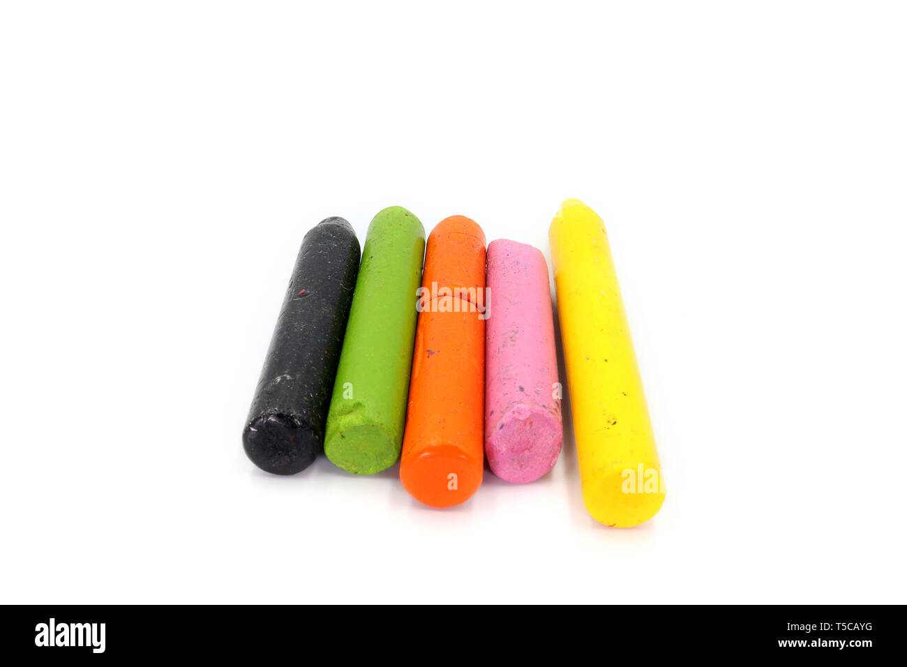 Color Crayon Wax Pencil ,used Crayon Isolated on White Background High
