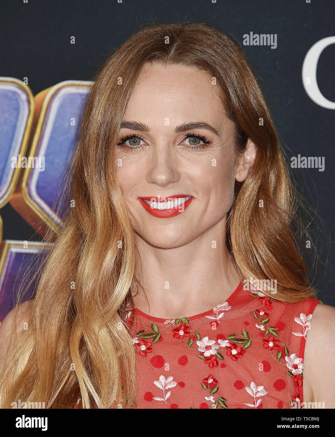 LOS ANGELES, CA - APRIL 22: Kerry Condon arrives at the world premiere Of Walt Disney Studios Motion Pictures 'Avengers: Endgame' at the Los Angeles Convention Center on April 22, 2019 in Los Angeles, California. Stock Photo