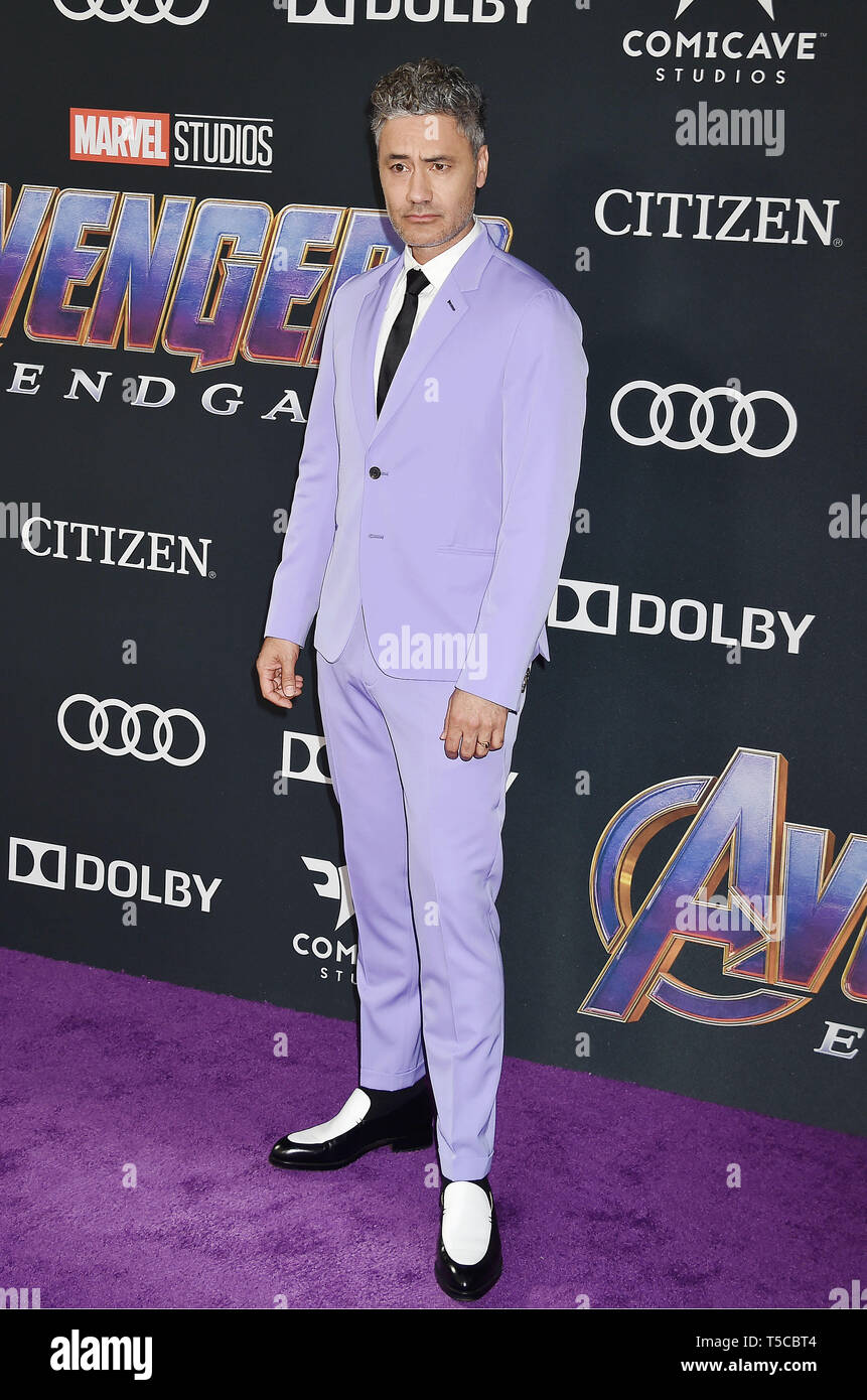 LOS ANGELES, CA - APRIL 22: Taika Waititi arrives at the world premiere Of Walt Disney Studios Motion Pictures 'Avengers: Endgame' at the Los Angeles Convention Center on April 22, 2019 in Los Angeles, California. Stock Photo