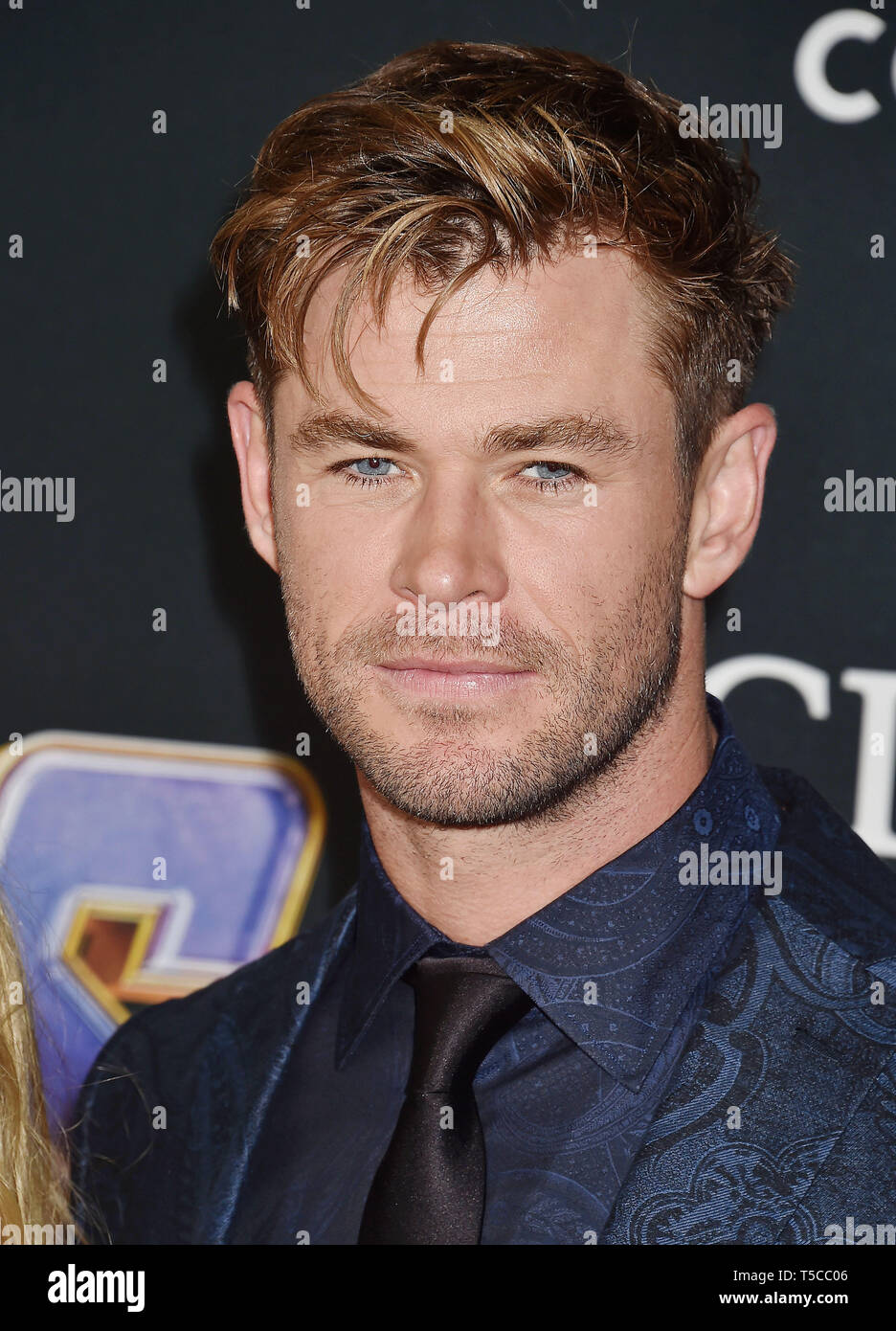 LOS ANGELES, CA - APRIL 22: Chris Hemsworth arrives at the world premiere Of Walt Disney Studios Motion Pictures 'Avengers: Endgame' at the Los Angeles Convention Center on April 22, 2019 in Los Angeles, California. Stock Photo