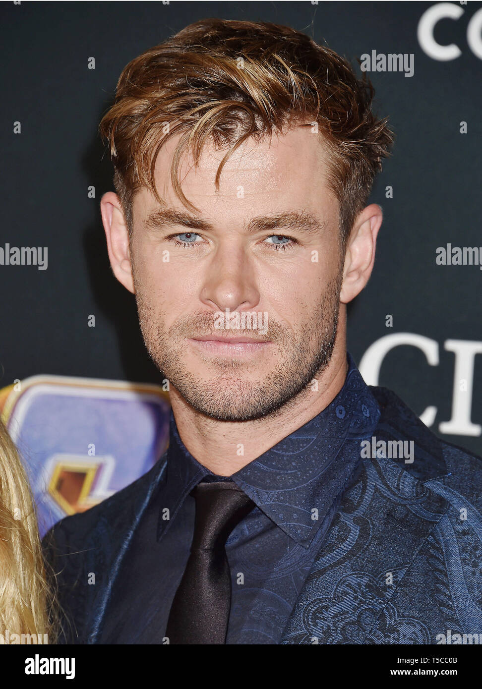 LOS ANGELES, CA - APRIL 22: Chris Hemsworth arrives at the world premiere Of Walt Disney Studios Motion Pictures 'Avengers: Endgame' at the Los Angeles Convention Center on April 22, 2019 in Los Angeles, California. Stock Photo
