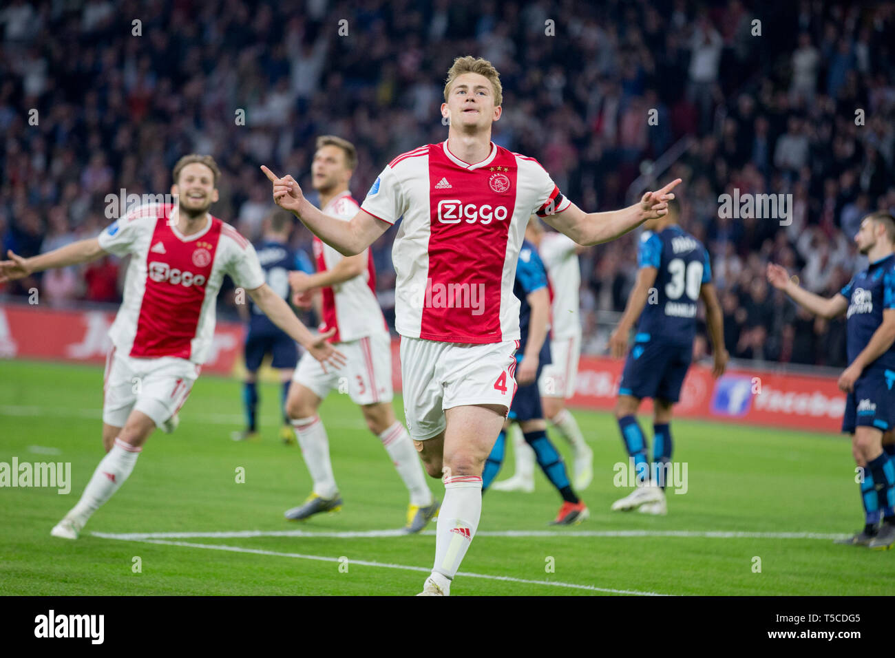 23 april 2019 Amsterdam, The Netherlands Soccer Dutch Eredivisie Ajax v Vitesse  L-R Daley Blind , Matthijs de Ligt of Ajax 3-0 Eredivisie 2018-2019 Stock Photo