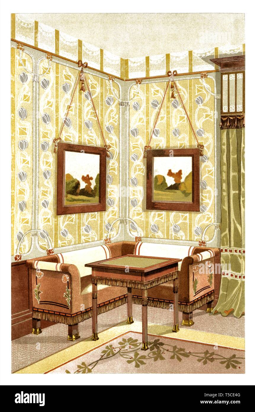 Interior Decoration Art Nouveau Vintage Illustration By