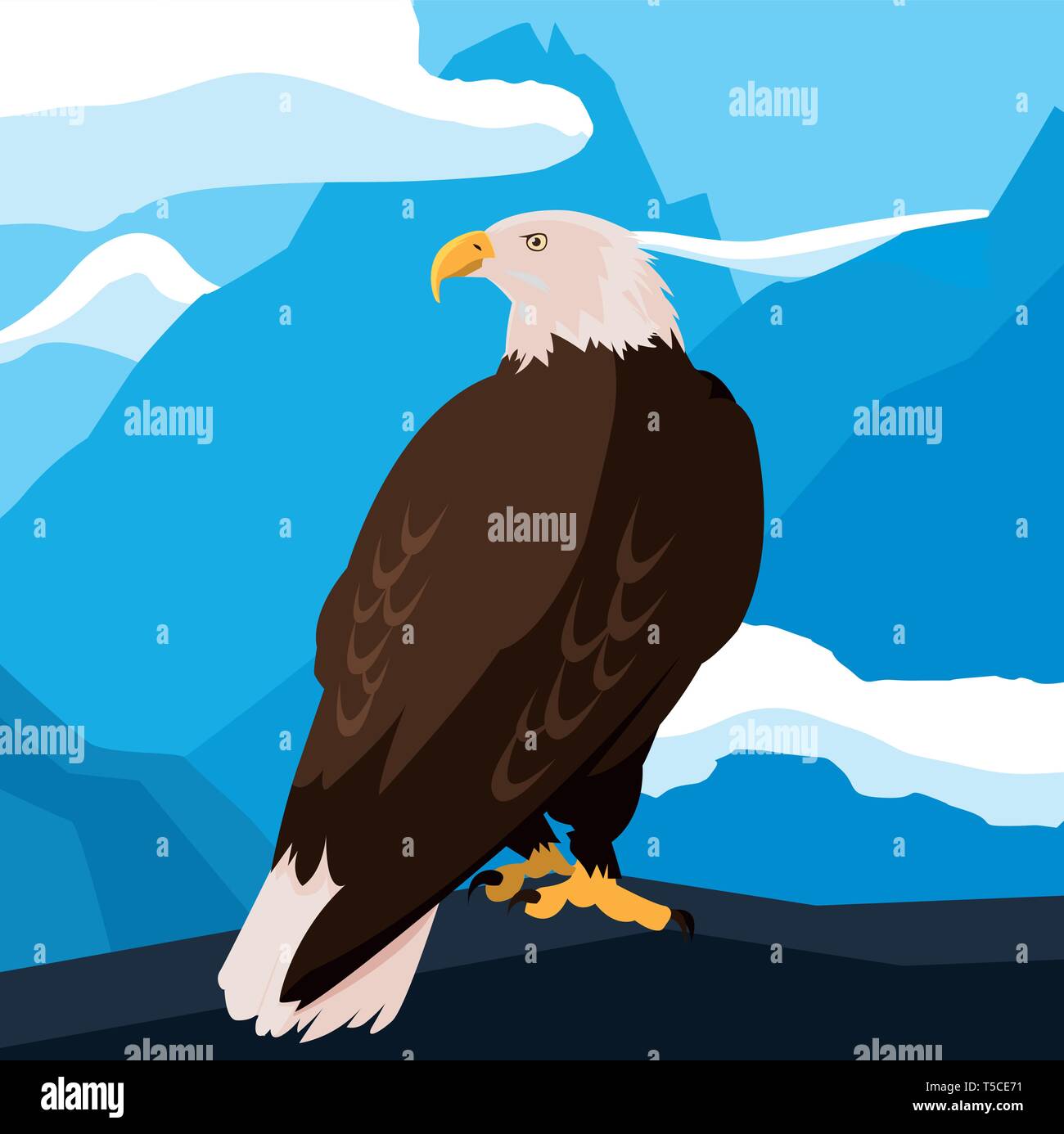 beautiful bald eagle animal in snowscape vector illustration design ...
