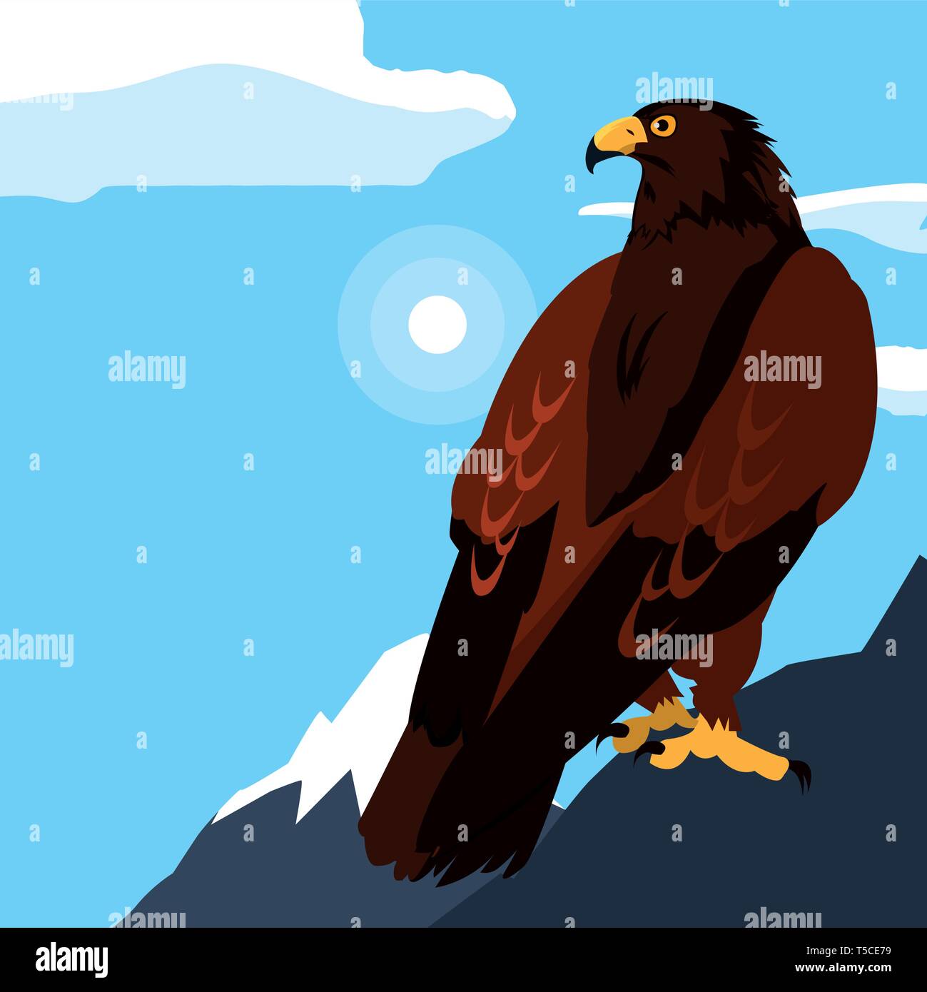 beautiful eagle majestic bird in the landsscape vector illustration ...