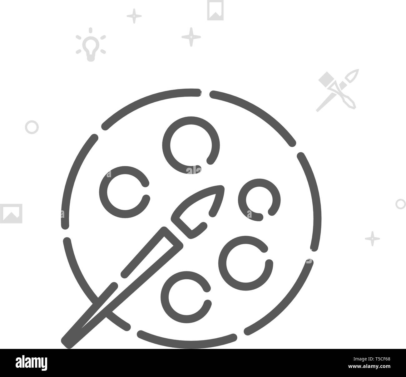 Artist Palette Vector Line Icon, Symbol, Pictogram, Sign. Light