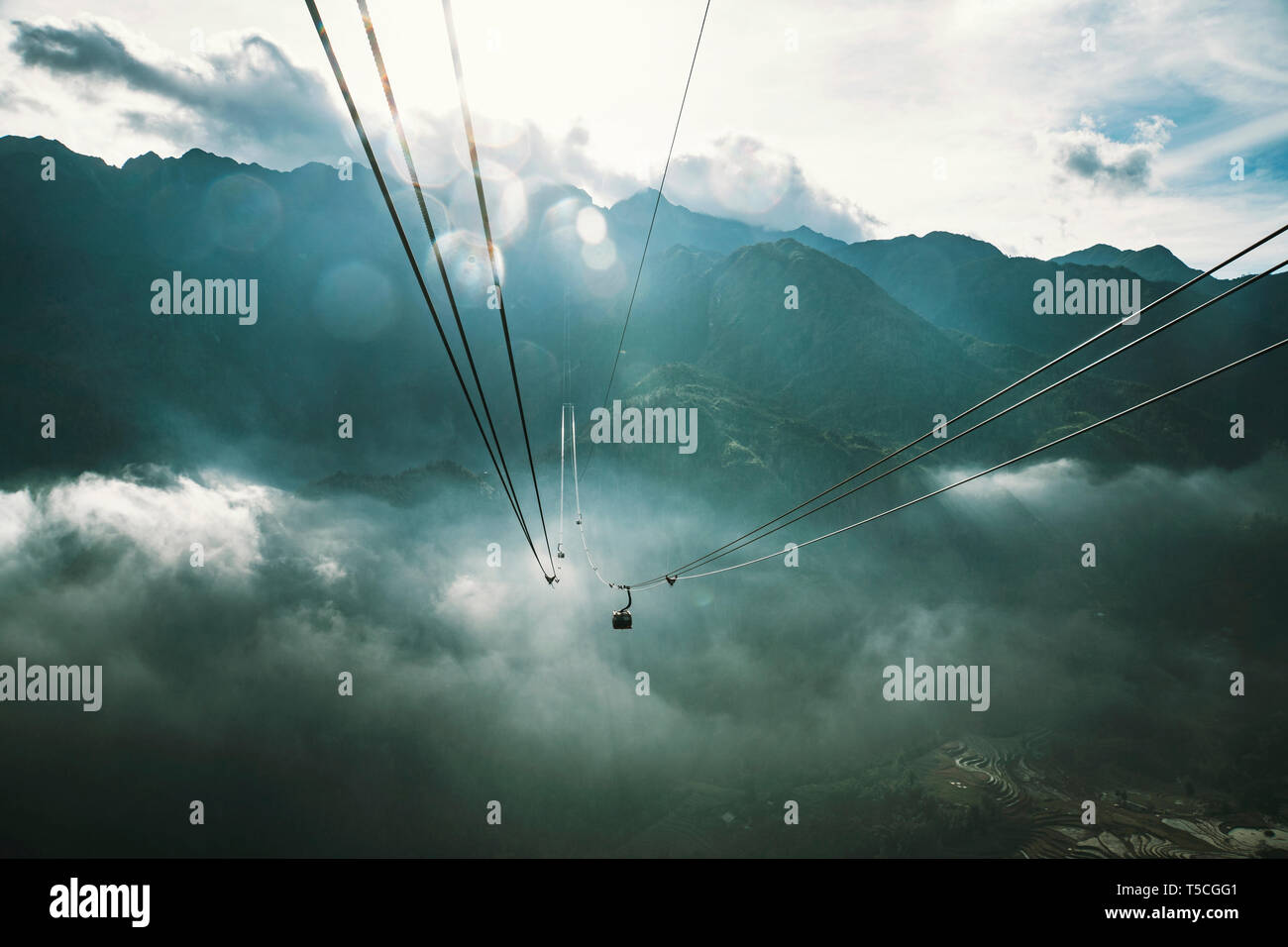 Sa Pa, Vietnam - Cable Car at Fansipan, the best view sapa in vietnam. Stock Photo