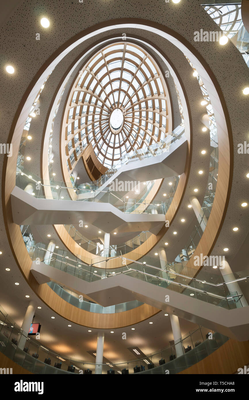 The atrium and staircase in Liverpool Central Library, England, UK Stock Photo