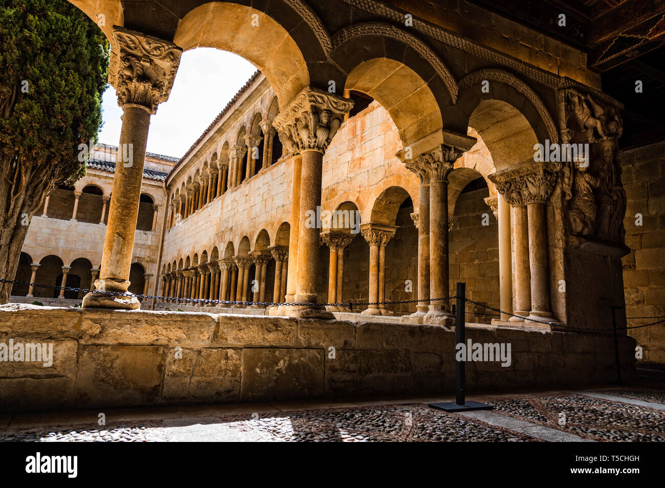 Santo Domingo de Silos, Spain - April 16, 2019: The cloister of Santo ...