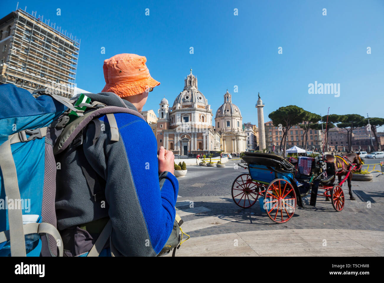 Tourist backpacker in Rome, Italy Stock Photo - Alamy