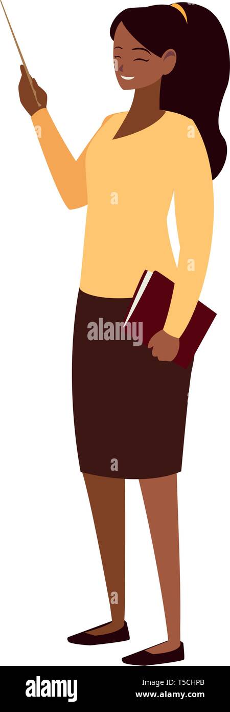 black female teacher with textbook character vector illustration design ...