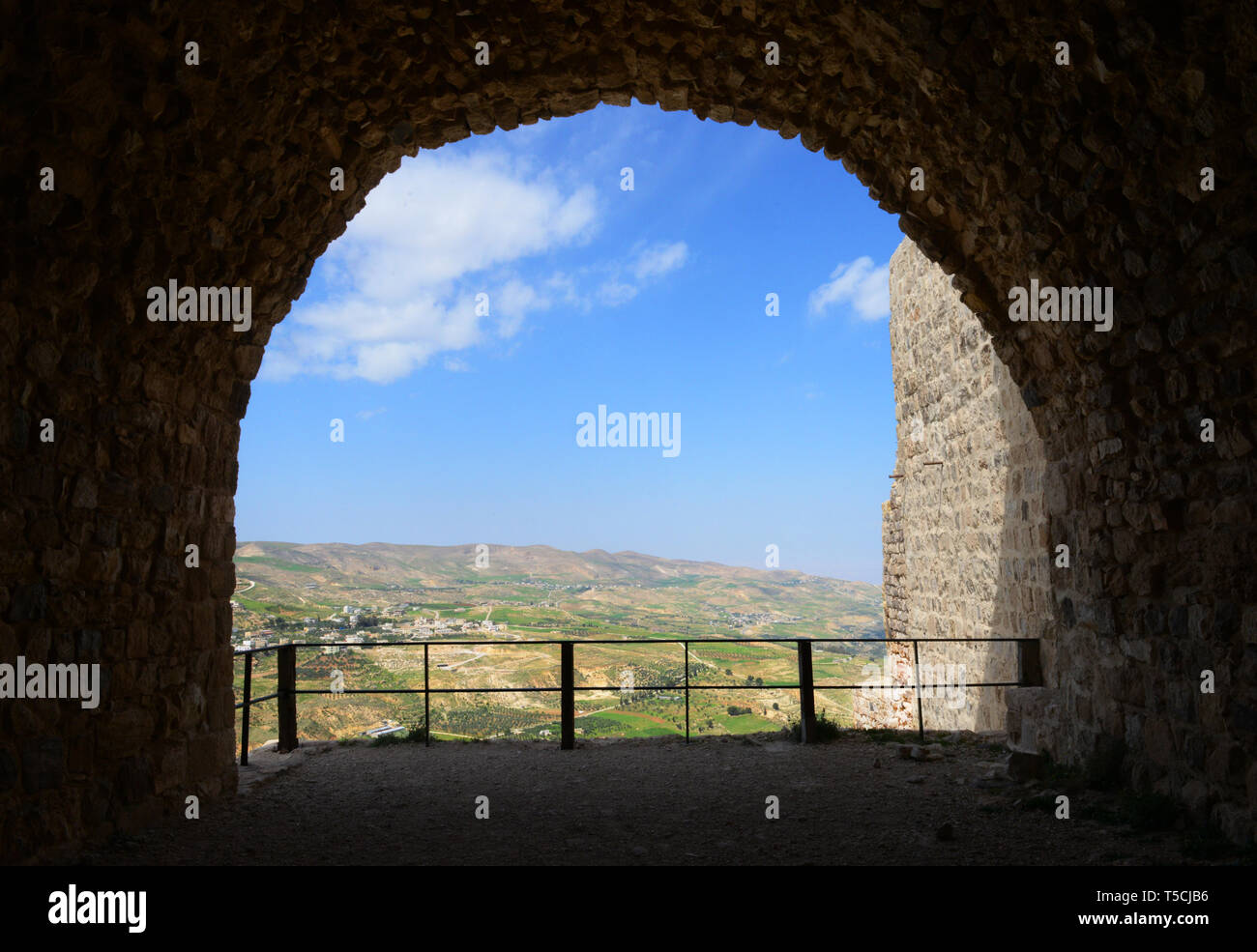 Beautiful views as seen from Kerak castle in Jordan. Stock Photo