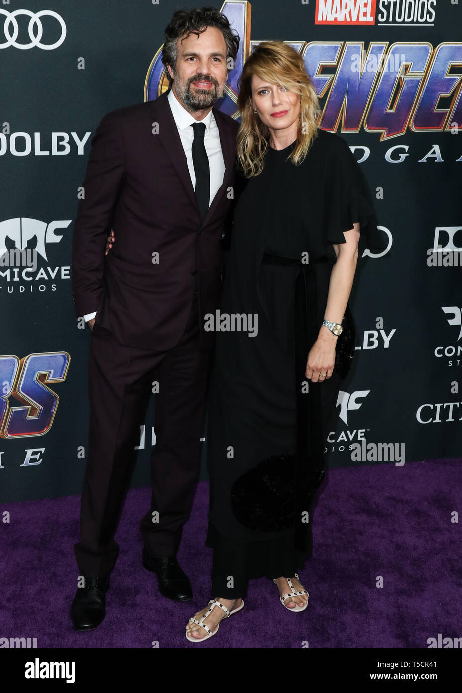 Los Angeles, United States. 22nd Apr, 2019.LOS ANGELES, CALIFORNIA, USA - APRIL 22: Actor Mark Ruffalo and Sunrise Coigney arrive at the World Premiere Of Walt Disney Studios Motion Pictures and Marvel Studios' 'Avengers: Endgame' held at the Los Angeles Convention Center on April 22, 2019 in Los Angeles, California, United States. (Photo by Xavier Collin/Image Press Agency) Credit: Image Press Agency/Alamy Live News Stock Photo