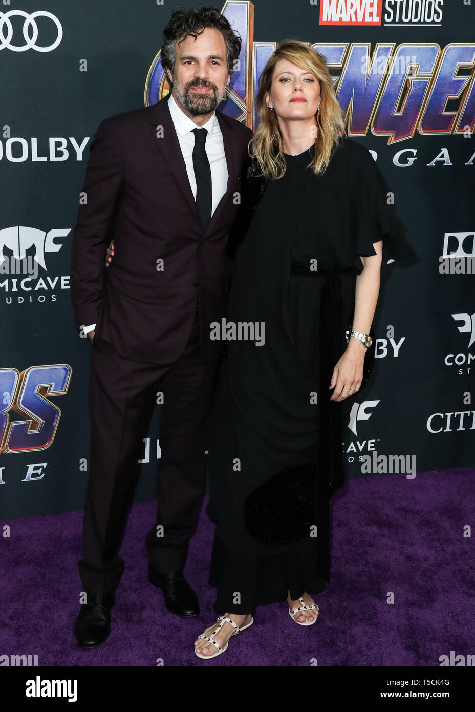 Los Angeles, United States. 22nd Apr, 2019.LOS ANGELES, CALIFORNIA, USA - APRIL 22: Actor Mark Ruffalo and Sunrise Coigney arrive at the World Premiere Of Walt Disney Studios Motion Pictures and Marvel Studios' 'Avengers: Endgame' held at the Los Angeles Convention Center on April 22, 2019 in Los Angeles, California, United States. (Photo by Xavier Collin/Image Press Agency) Credit: Image Press Agency/Alamy Live News Stock Photo
