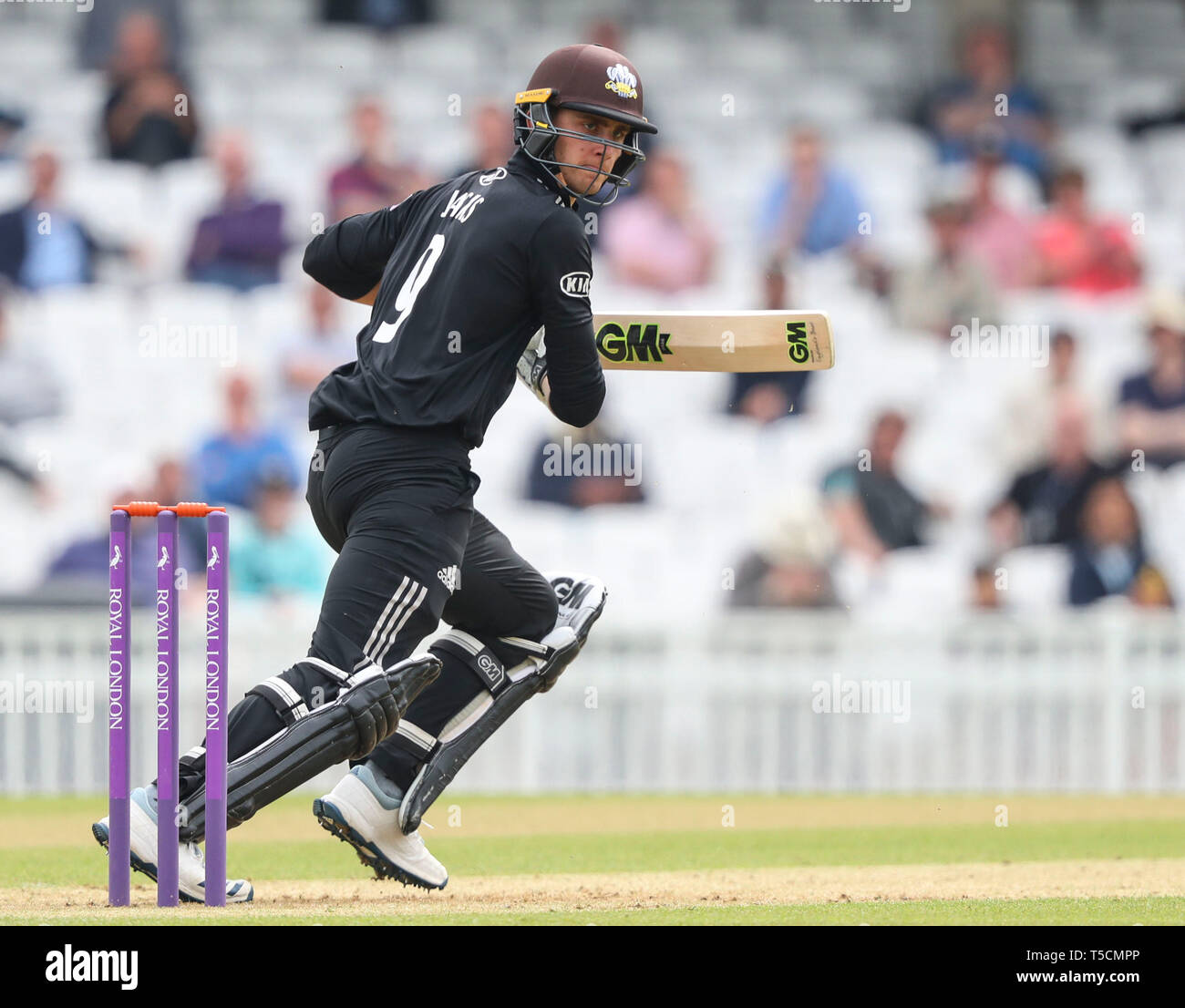 London, UK. 23 April 2019: Will Jacks of of Surrey plays a shot during the Surrey v Essex, Royal London One Day Cup match at The Kia Oval. Credit: Mitchell Gunn/ESPA-Images/Alamy Live News Stock Photo