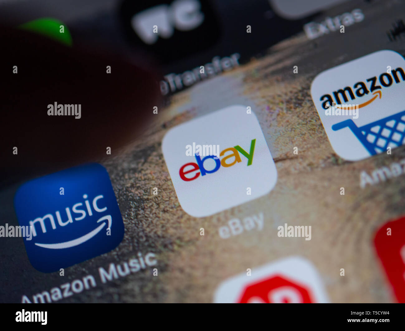 Berlin, Germany. 23rd Apr, 2019. ILLUSTRATION - The logo of the app of the online marketplace ebay can be seen on the display of a smartphone. Credit: Monika Skolimowska/dpa-Zentralbild/dpa/Alamy Live News Stock Photo