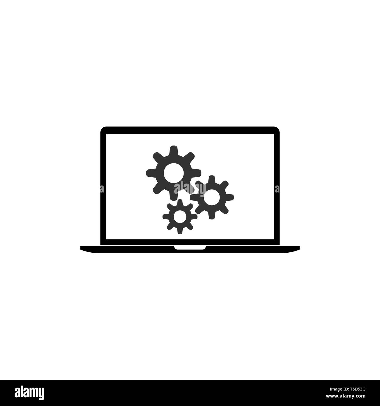 Vector illustration, flat design. Repair service laptop icon Stock Vector
