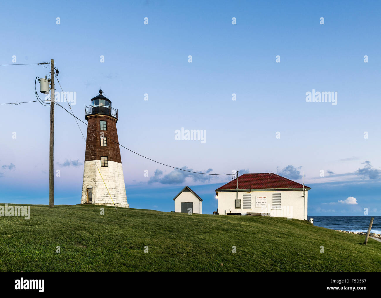 Judith Point Lighthouse, Narragansett, Rhode Island, USA. Stock Photo
