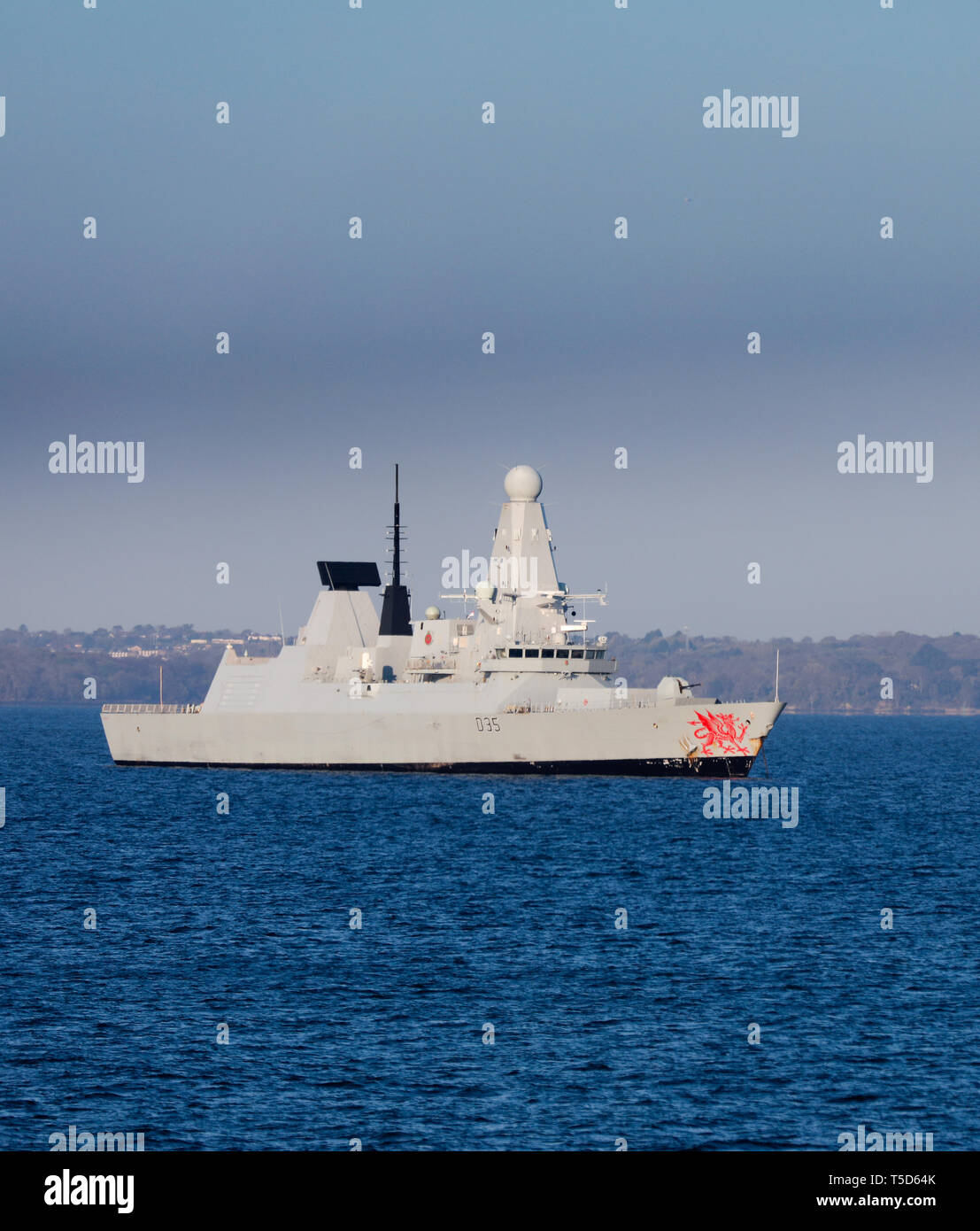 HMS Dragon anchored in the Solent Stock Photo