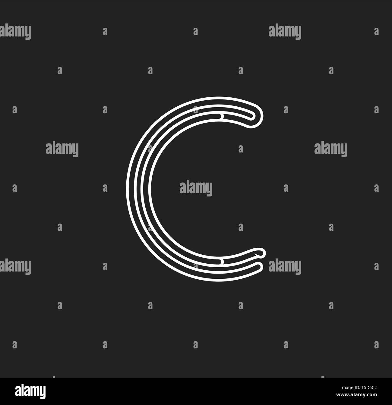 Lines letter C, thread maze style vector latin letter for logo and monogram. Typography design. Stock Vector