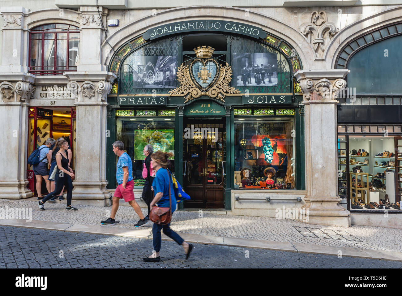 Joalharia Do Carmo jewellery shop on Rua do Carmo in Lisbon, Portugal