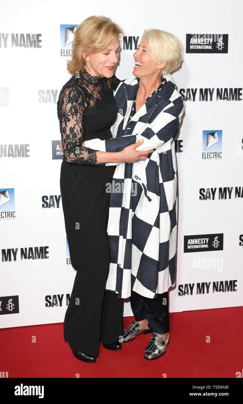 Juliet Stevenson Left And Emma Thompson Attend The Gala Screening For Say My Name At The Odeon Luxe Leicester Square London Stock Photo Alamy