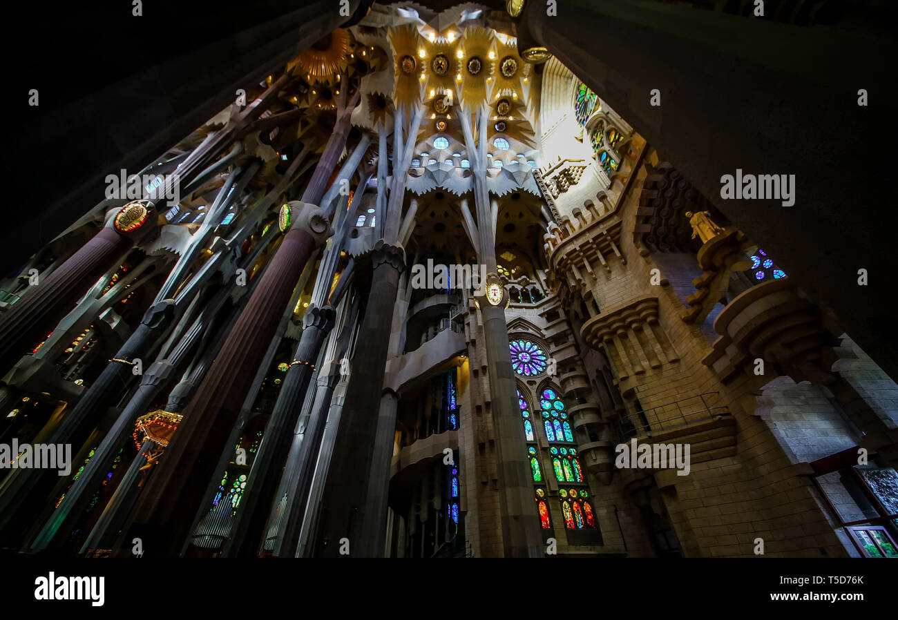 Barselona, Spain,November 14, 2017. The Basilica redemptive Temple of the Holy family Sagrada by  Antonio Gaudi Stock Photo