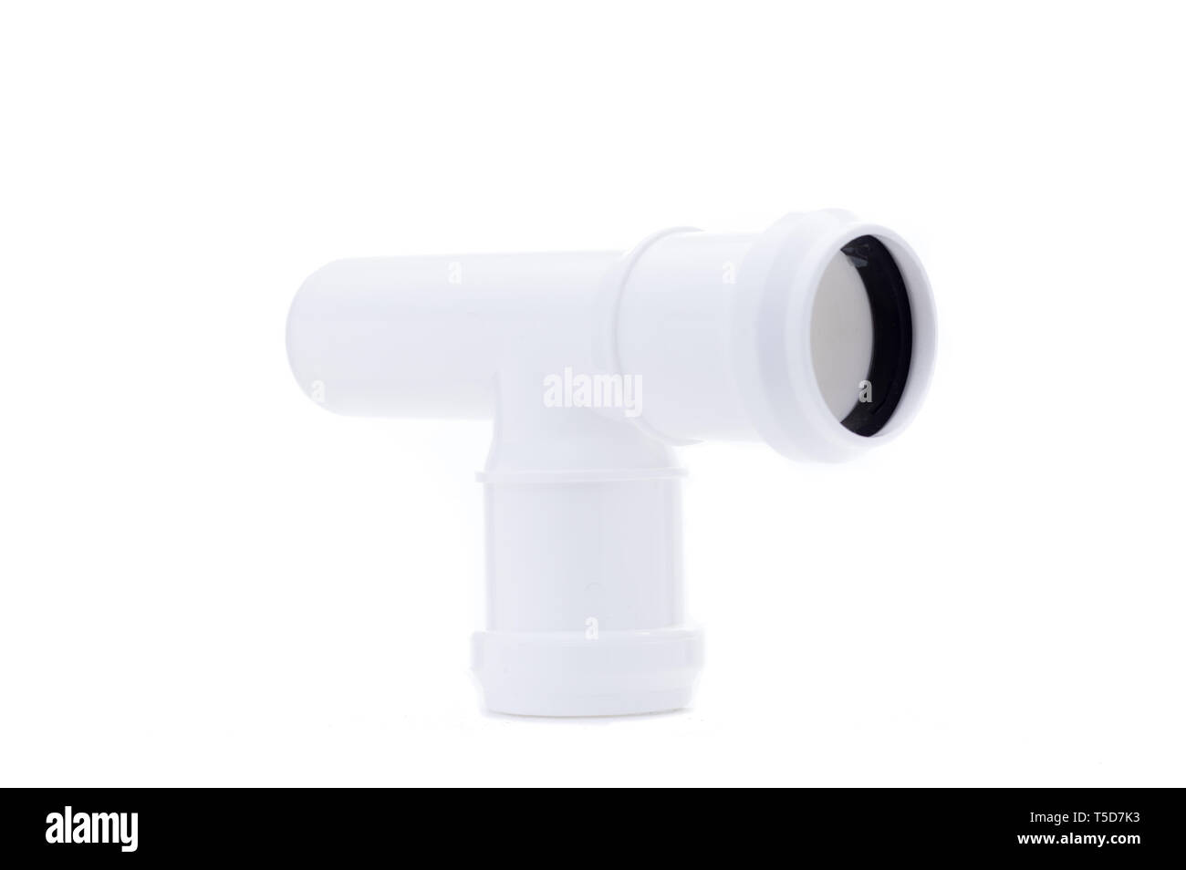 Sewage pipe for water. Drainpipe. White plastic tube. Drainage system