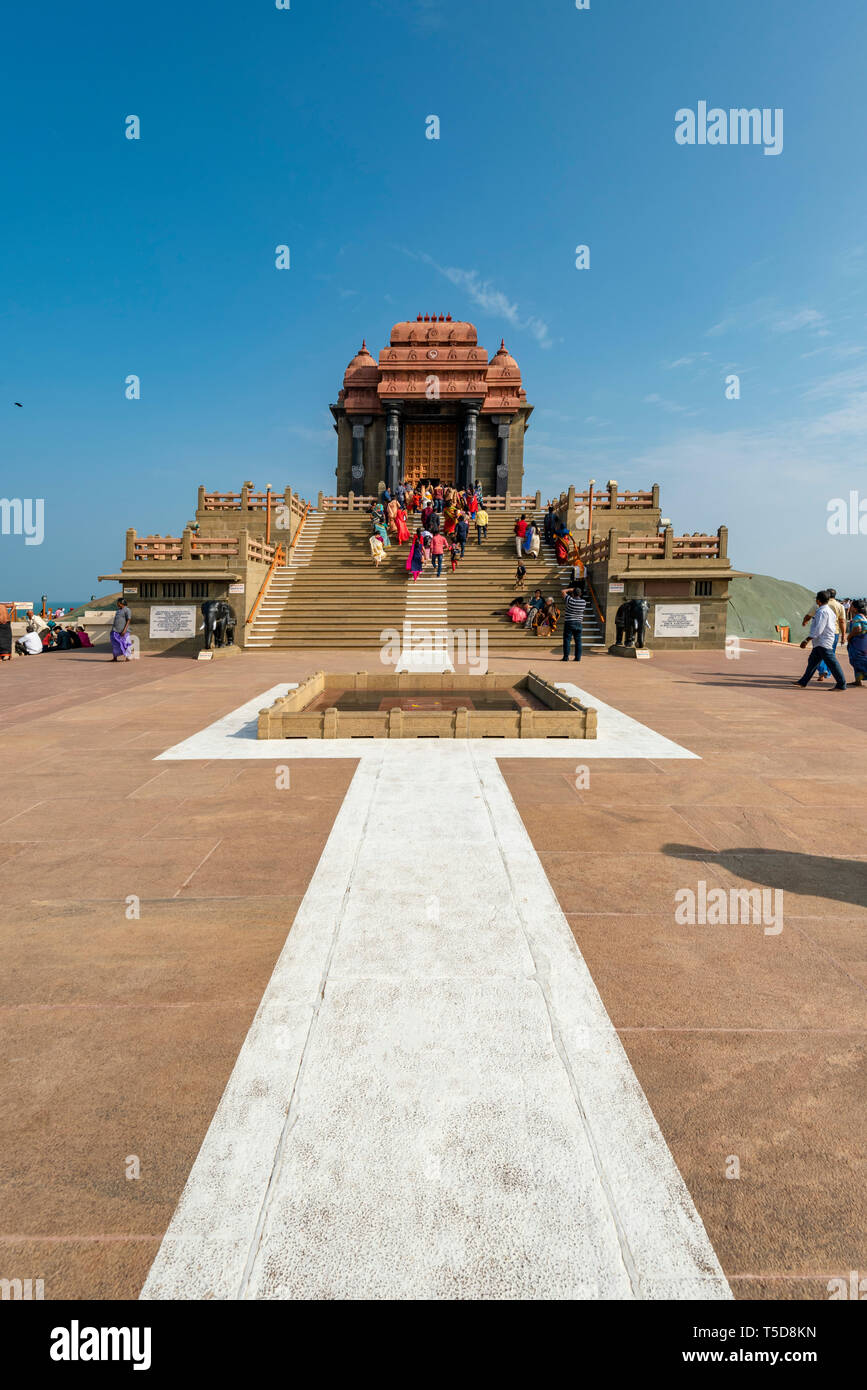 Vertical view of the Vivekananda rock memorial in Kanyakumari, India. Stock Photo