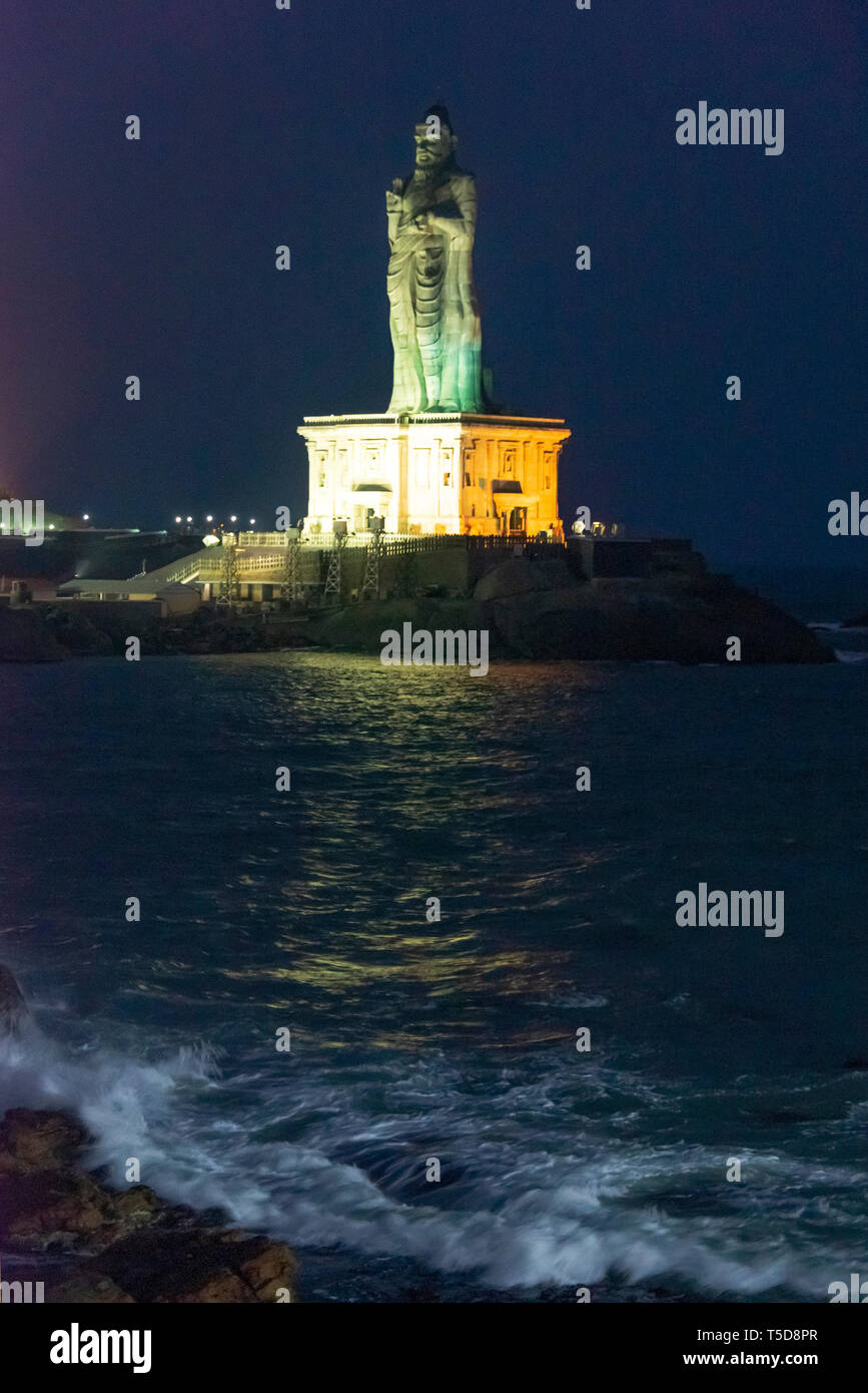vertical-view-of-the-thiruvalluvar-statue-lit-up-at-night-in
