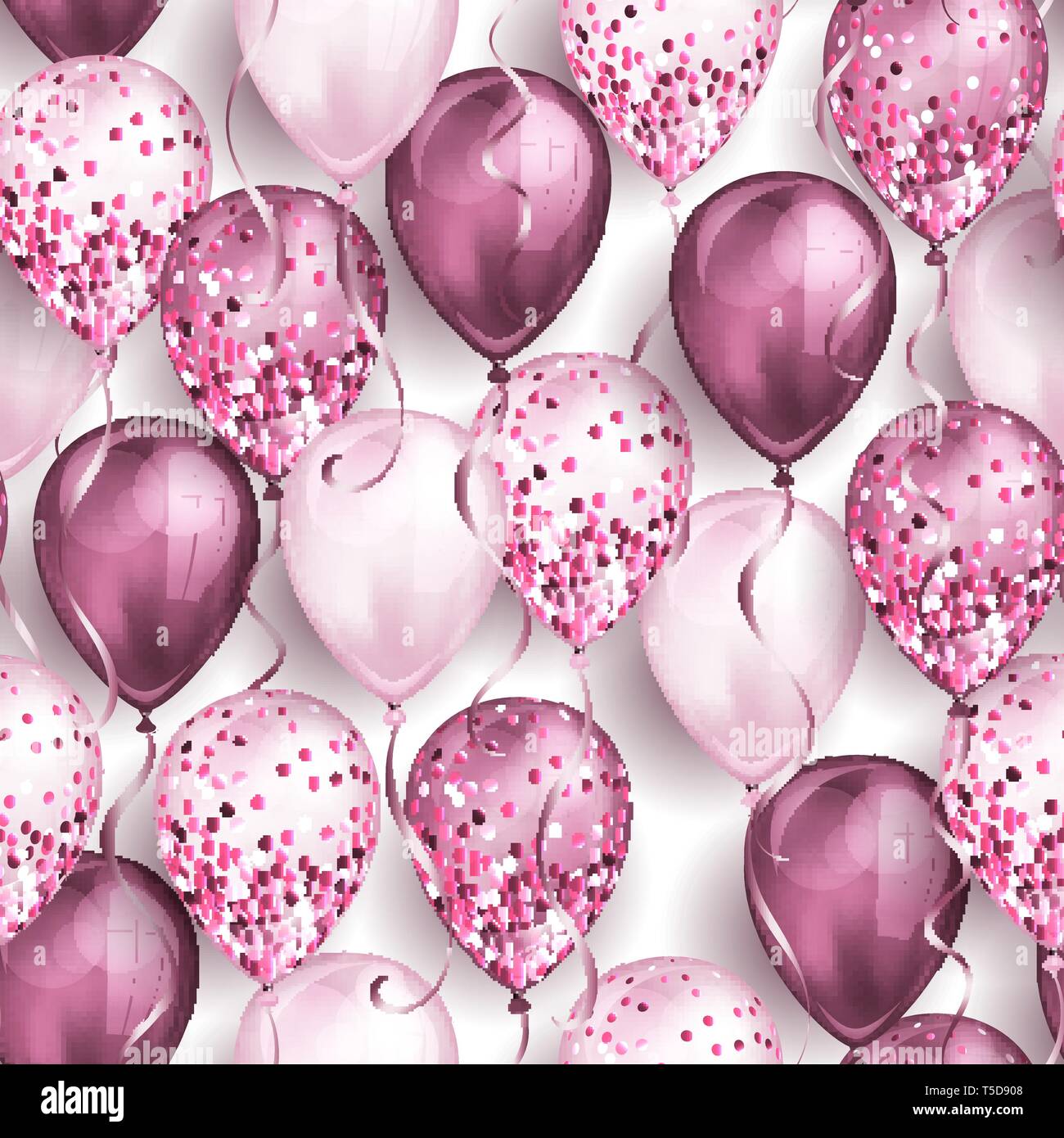 Seamless Pattern Made Of Shiny Realistic 3d Helium Balloons For
