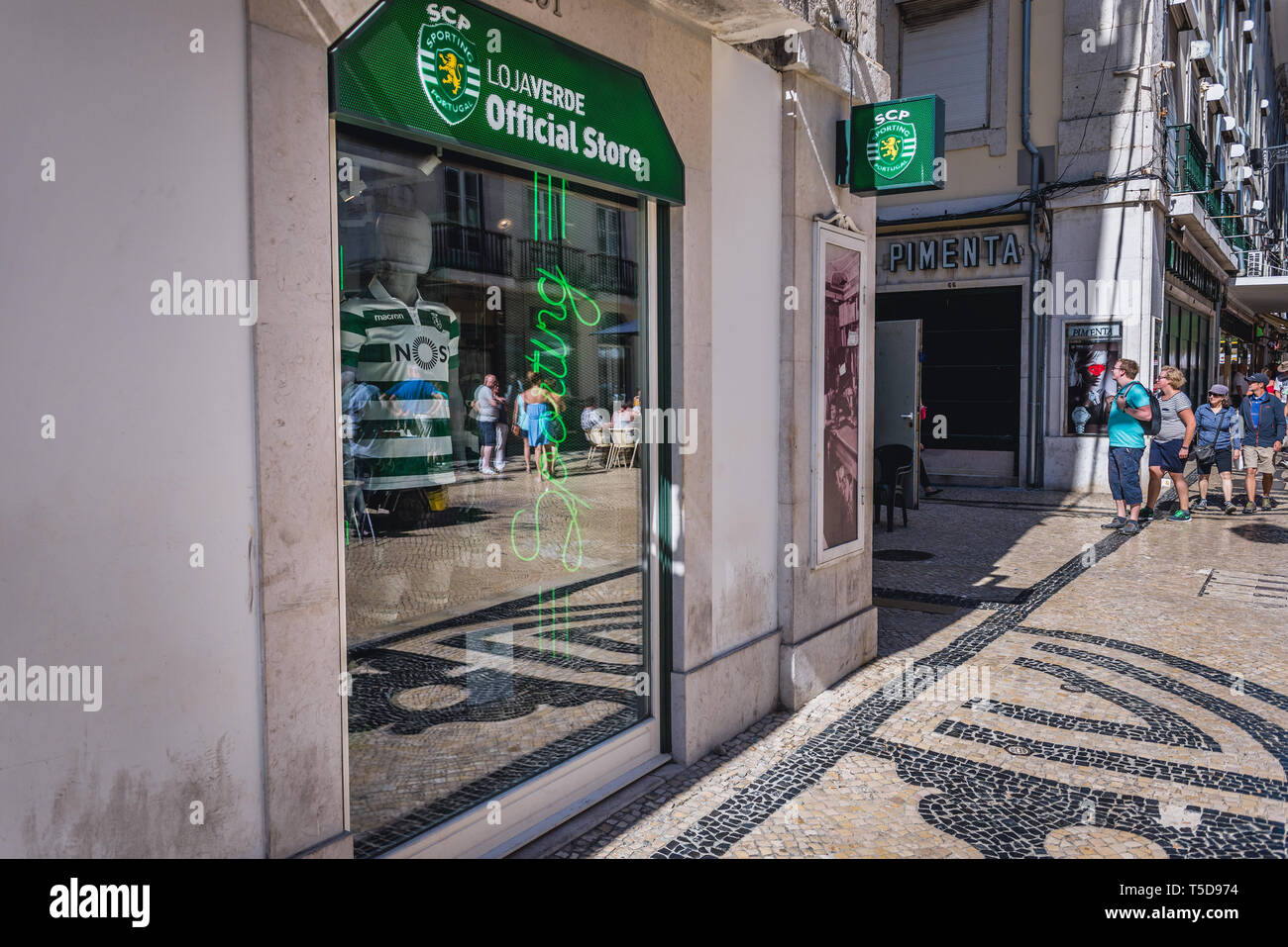 Sporting Lisbon official store in Rua Augusta pedestrian street in Baixa  district of Lisbon, Portugal Stock Photo - Alamy