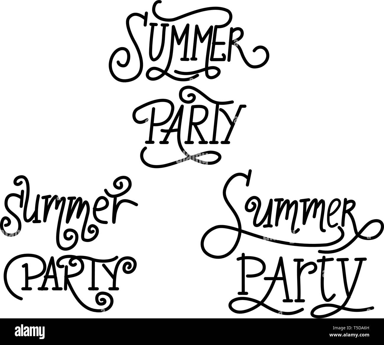 Summer Party Script text Design Template Vector Stock Vector Image Summer Party Script text Design Template Vector Stock Vector Image