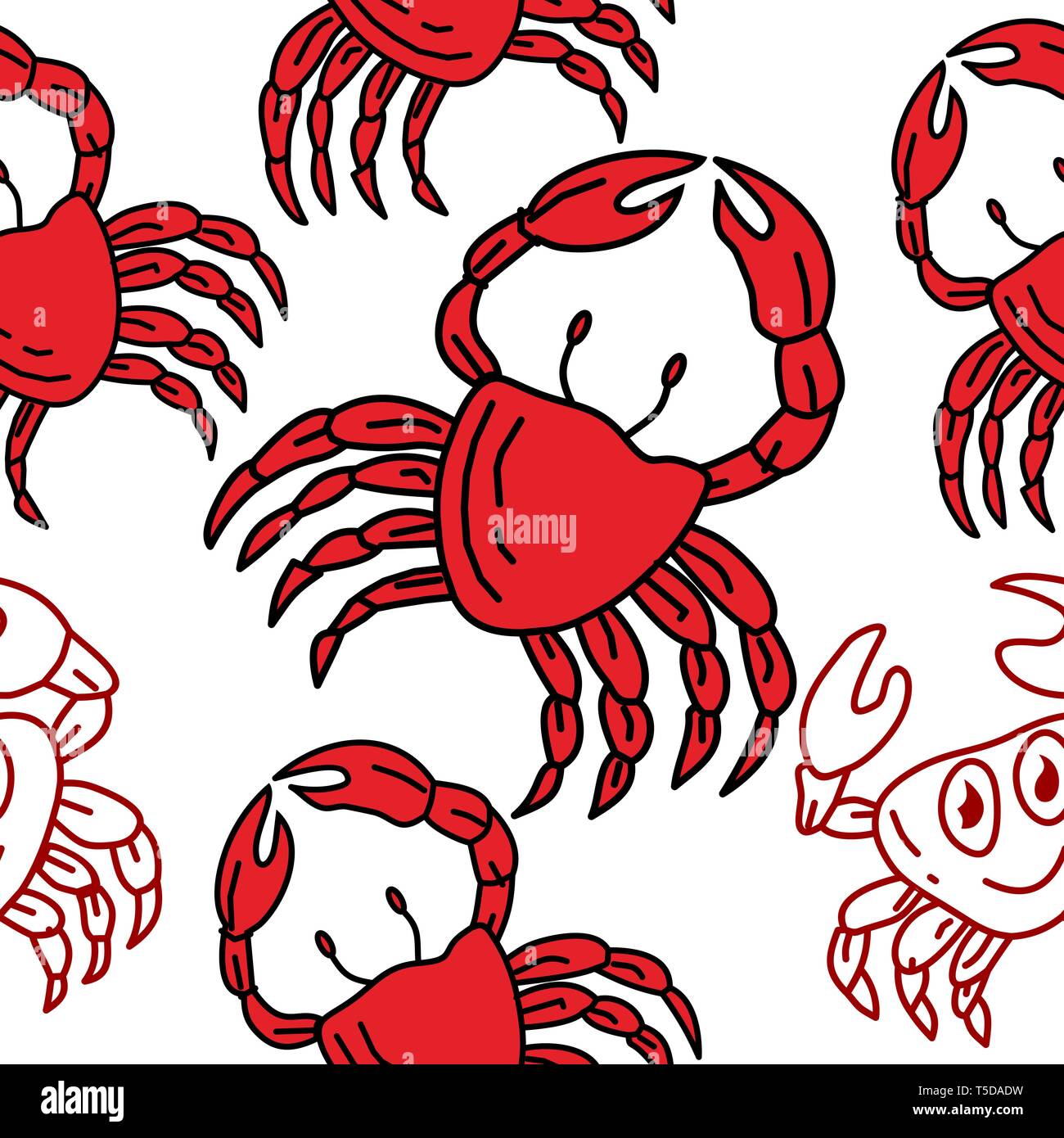 Crab Pattern Seamless Design Template Vector Stock Vector