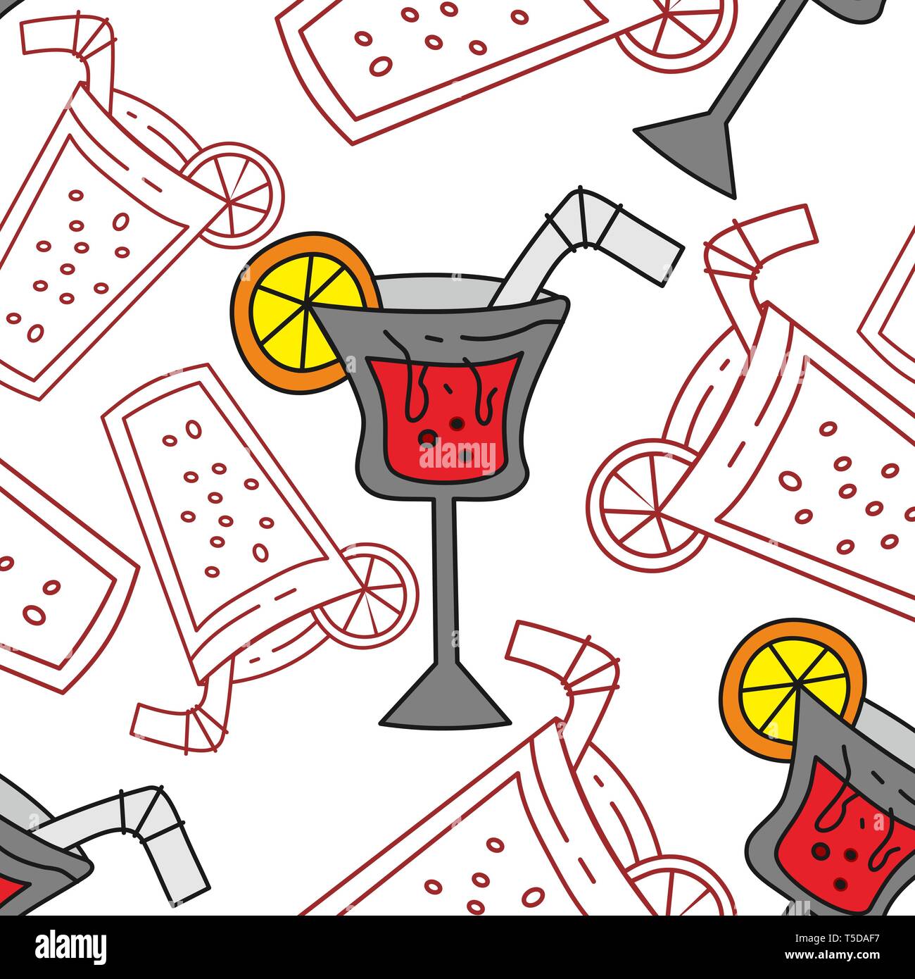 Drinking Glass Pattern Seamless Vector Template Stock Vector