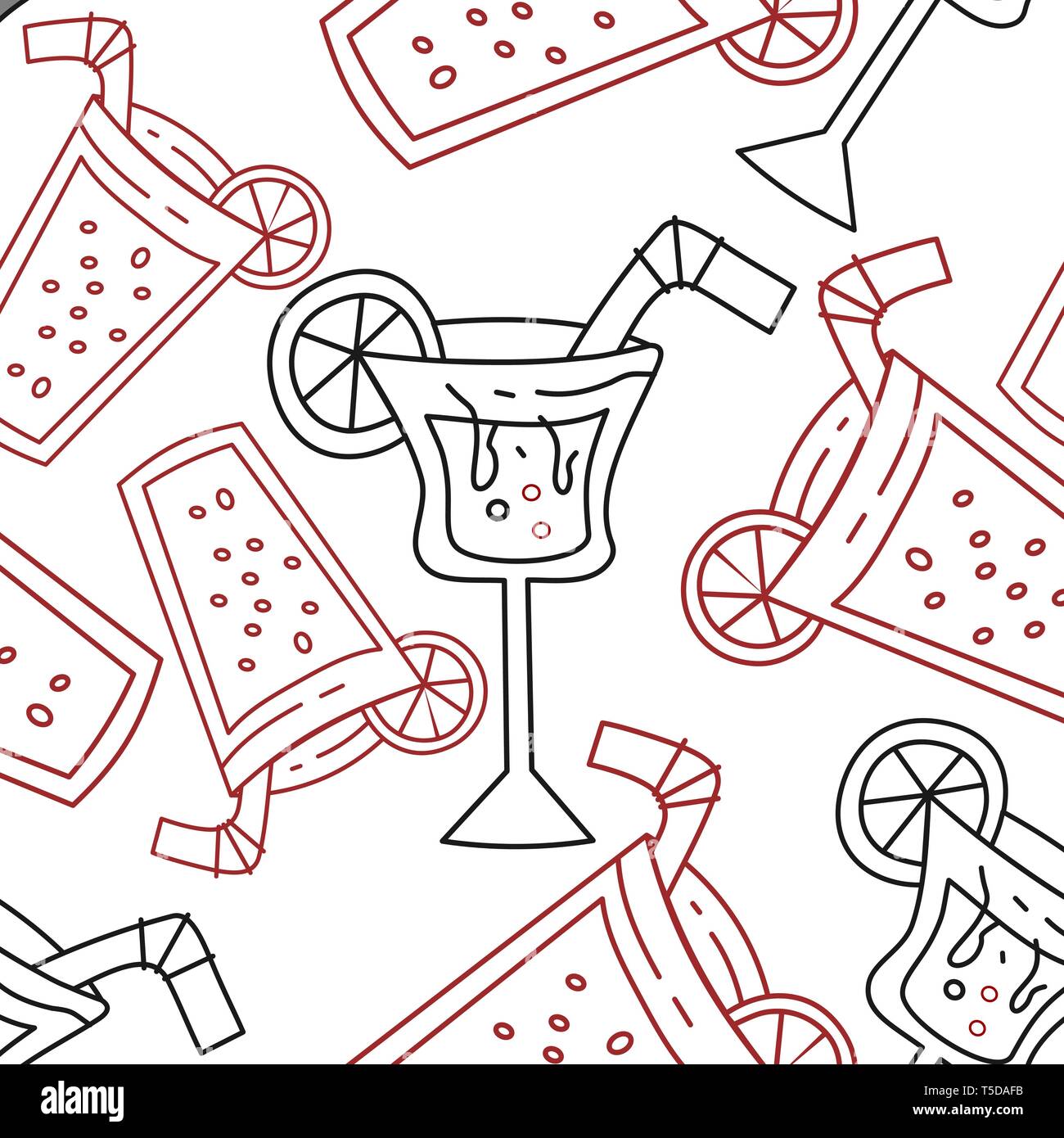 Drinking Glass Pattern Seamless Vector Template Stock Vector