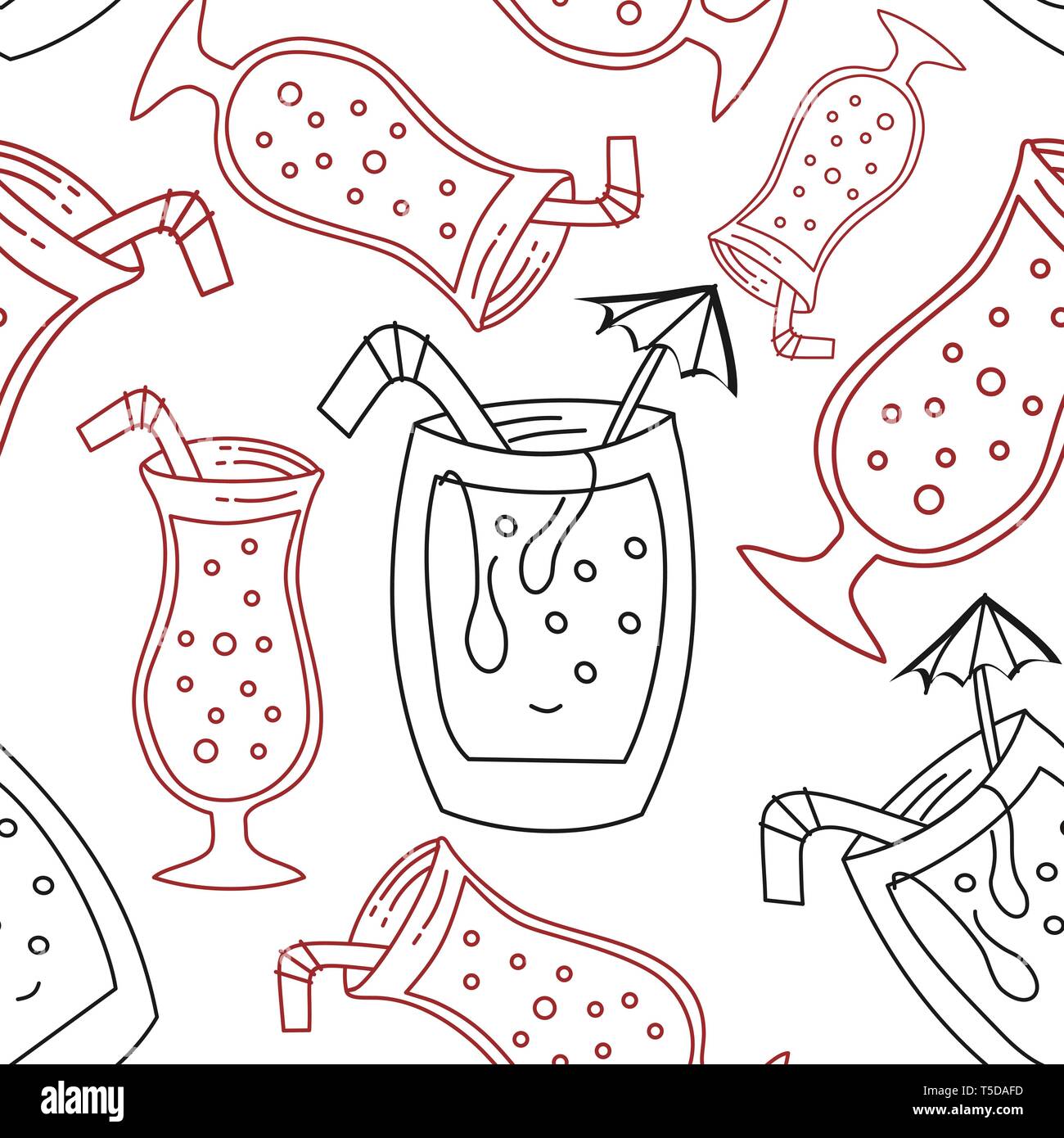 Drinking Glass Pattern Seamless Vector Template Stock Vector