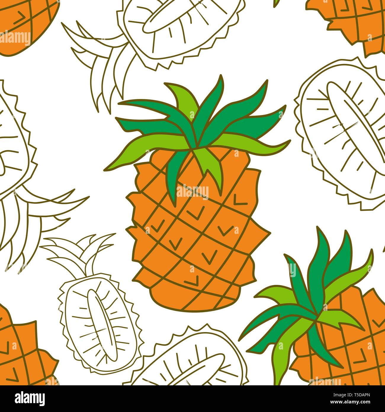 Pineapple Fruit Pattern Seamless Vector Template Stock Vector Image ...