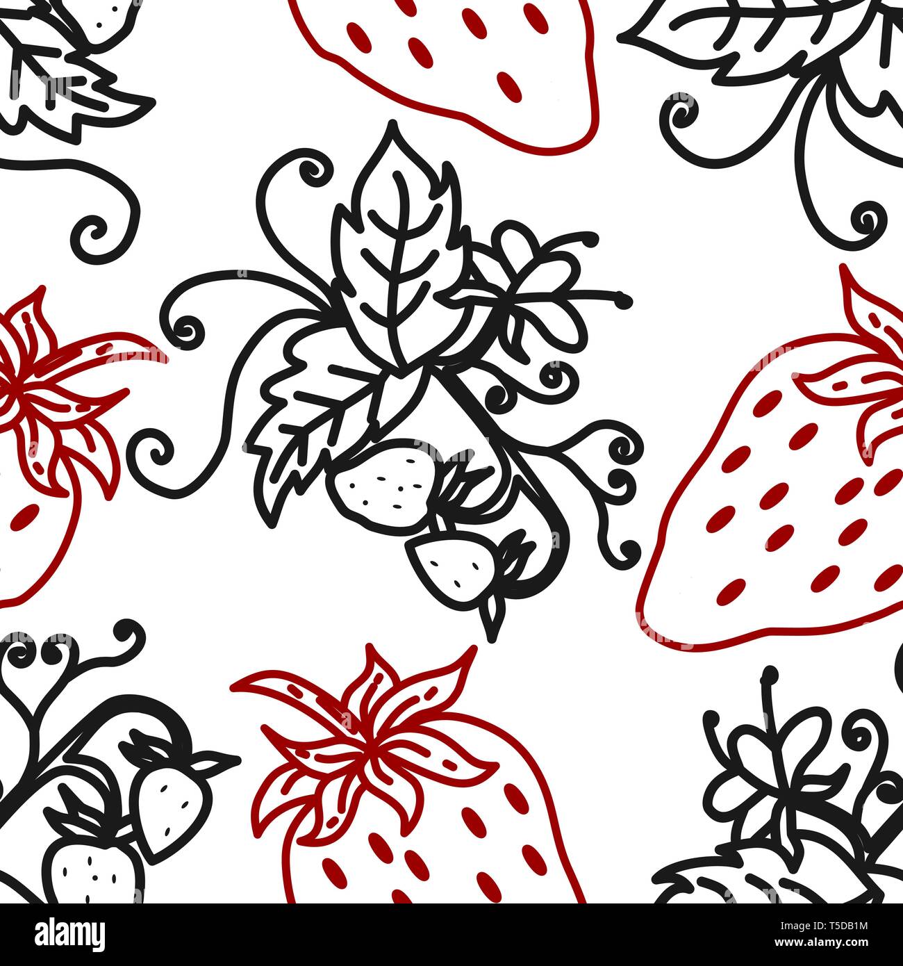 Strawberry Fruit Pattern Seamless Vector Template Stock Vector Image ...