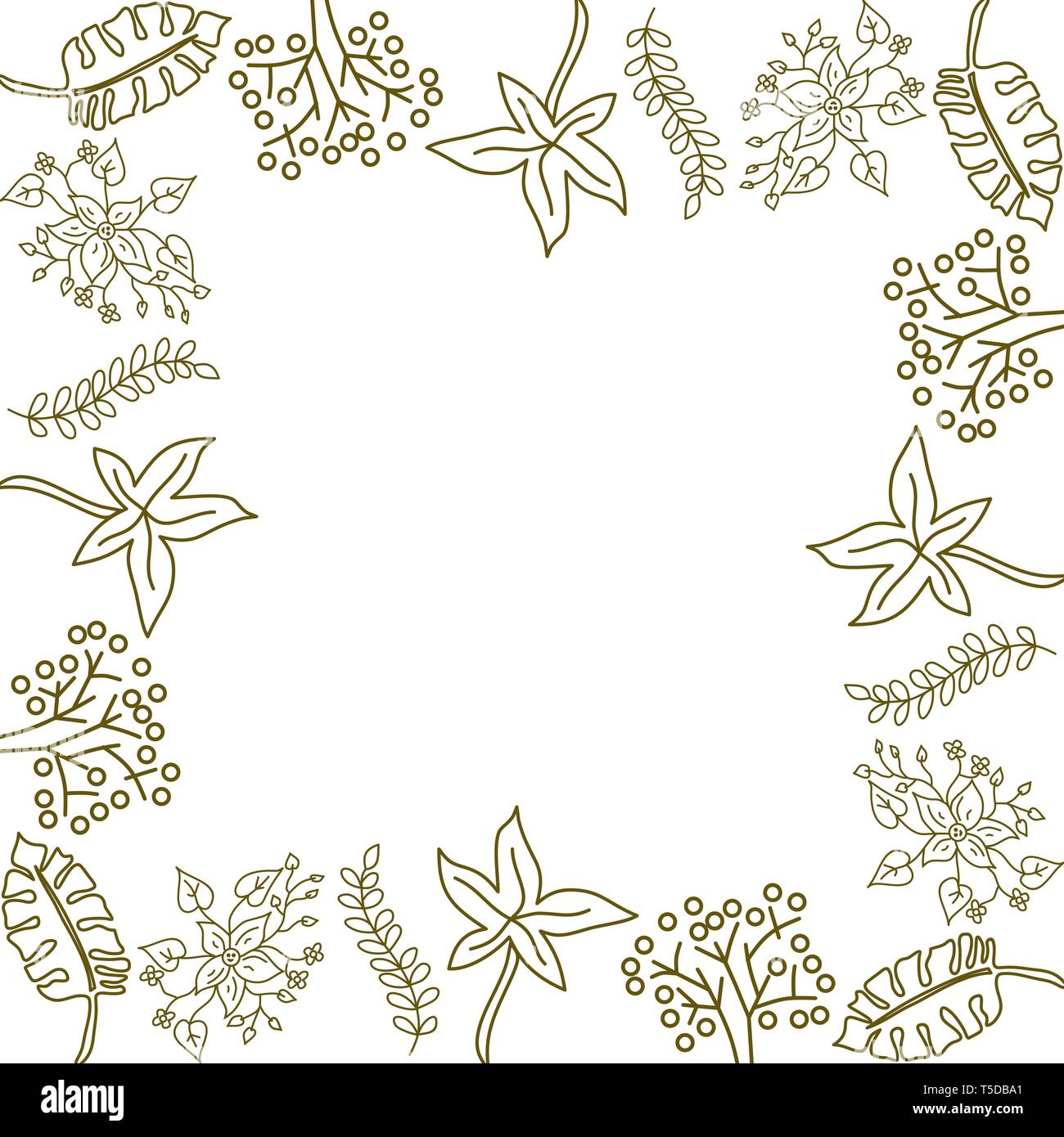 Flower Leaf Frame Empty Template Vector Stock Vector Image & Art - Alamy
