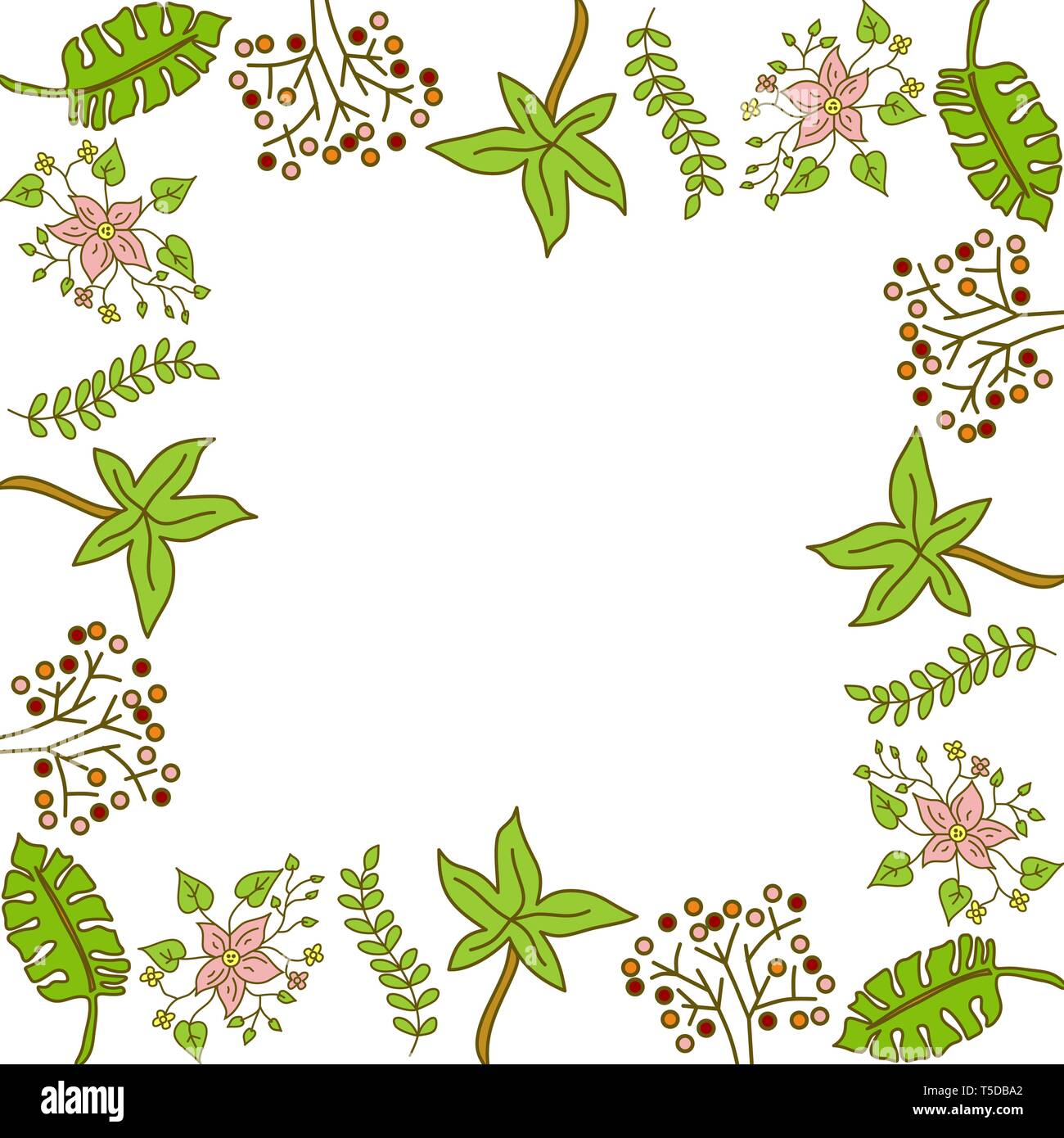 Flower Leaf Frame Empty Template Vector Stock Vector Image & Art - Alamy